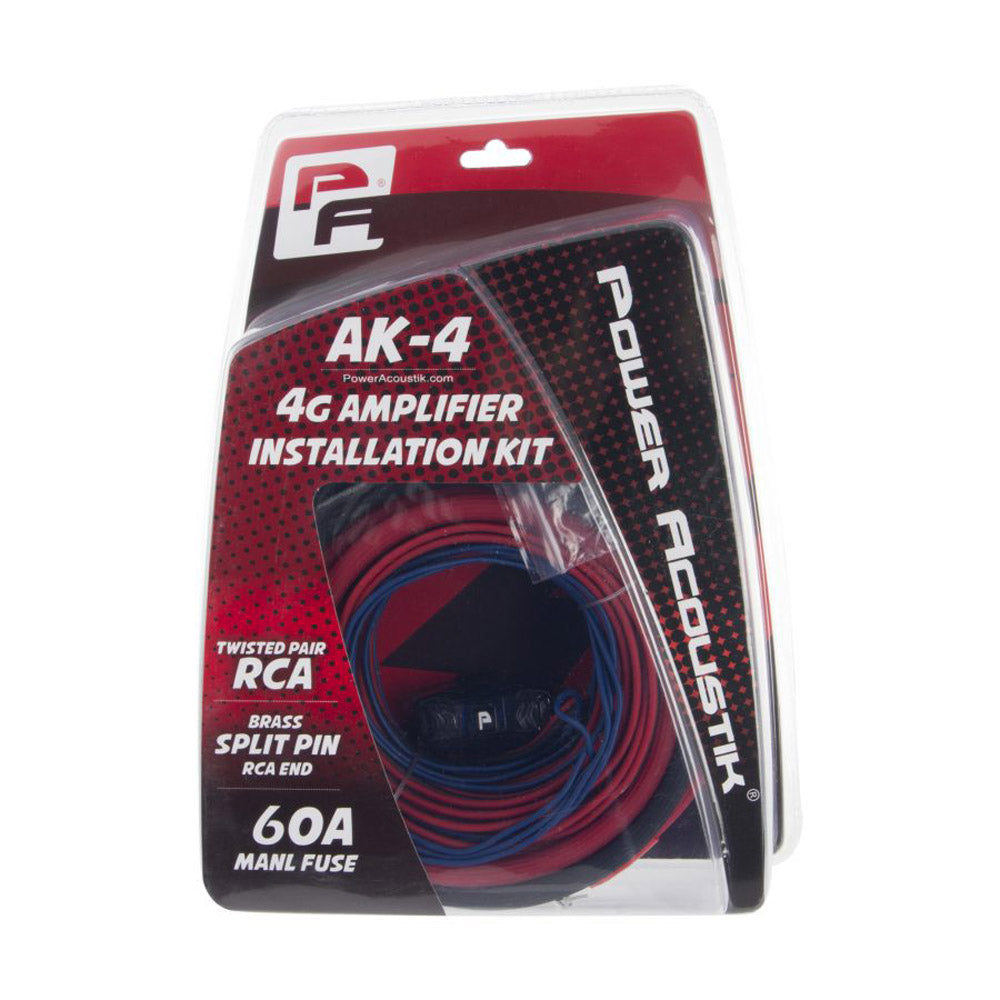 Power Acoustik AK 4 4 Gauge Amplifier Wiring Kit - Car Audio Power Wire for Amplifier Installation | Perfect for Car Stereo, Subwoofer & Speaker Systems