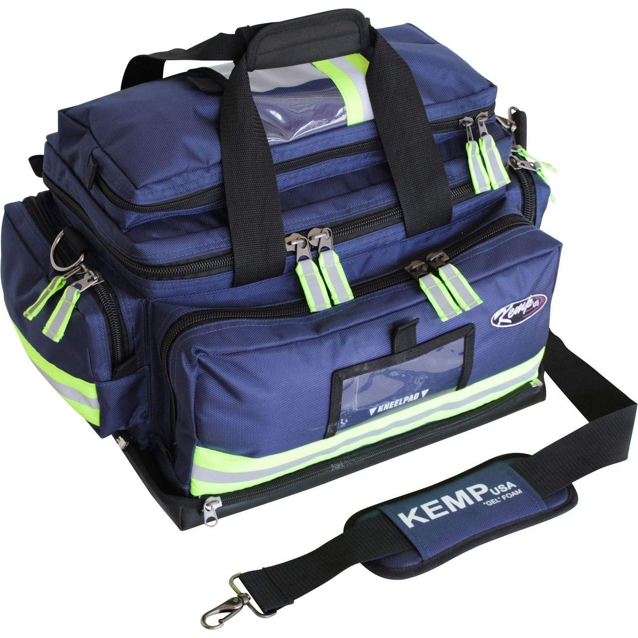 Kemp USA Professional Large Trauma Bag - EMT First Aid Kit with Emergency Survival Gear Organizer | Navy Blue | Ideal for EMS, First Responders & Outdoor Adventures