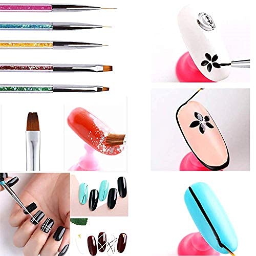5 Pcs Nail Art Brush Set - Professional Point Drill Drawing Pen, Manicure Care Tool, Acrylic UV Gel Liner, 3D Glitter Polish Pen & Dotting Tools for DIY Nail Designs | Perfect for Salon, Home Manicure & Nail Art Enthusiasts
