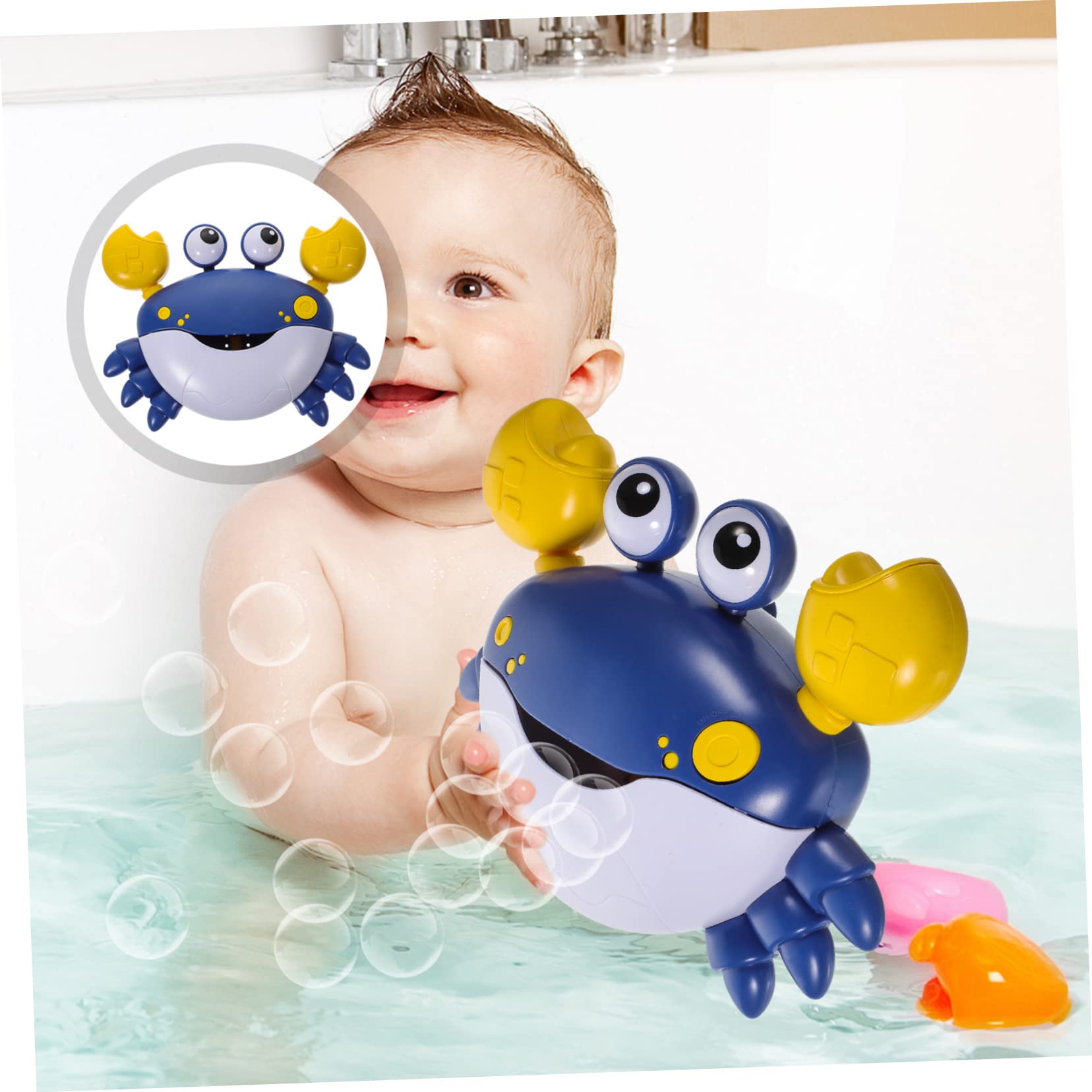 FAVOMOTO 3-Piece Crab Bubble Machine Bath Blower Toy Set - Fun Bathtub Bubble Maker for Kids - Durable Plastic Bath Toys for Toddlers & Children - Perfect for Bathtime Play, Pool Parties & Sensory Play