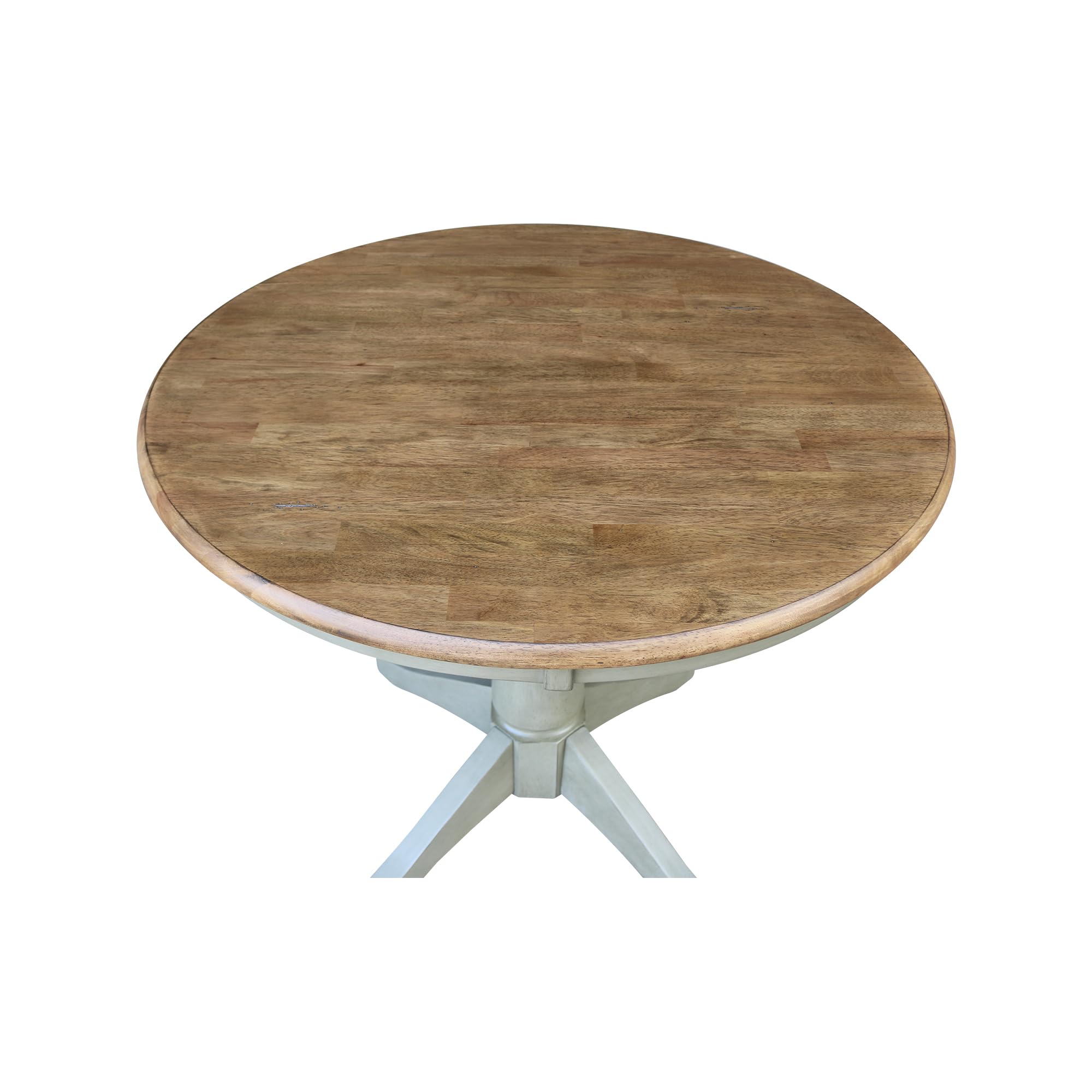 36-inch Round Pedestal Dining Table - Hickory & Stone Finish - Perfect for Kitchens, Dining Rooms & Outdoor Entertaining