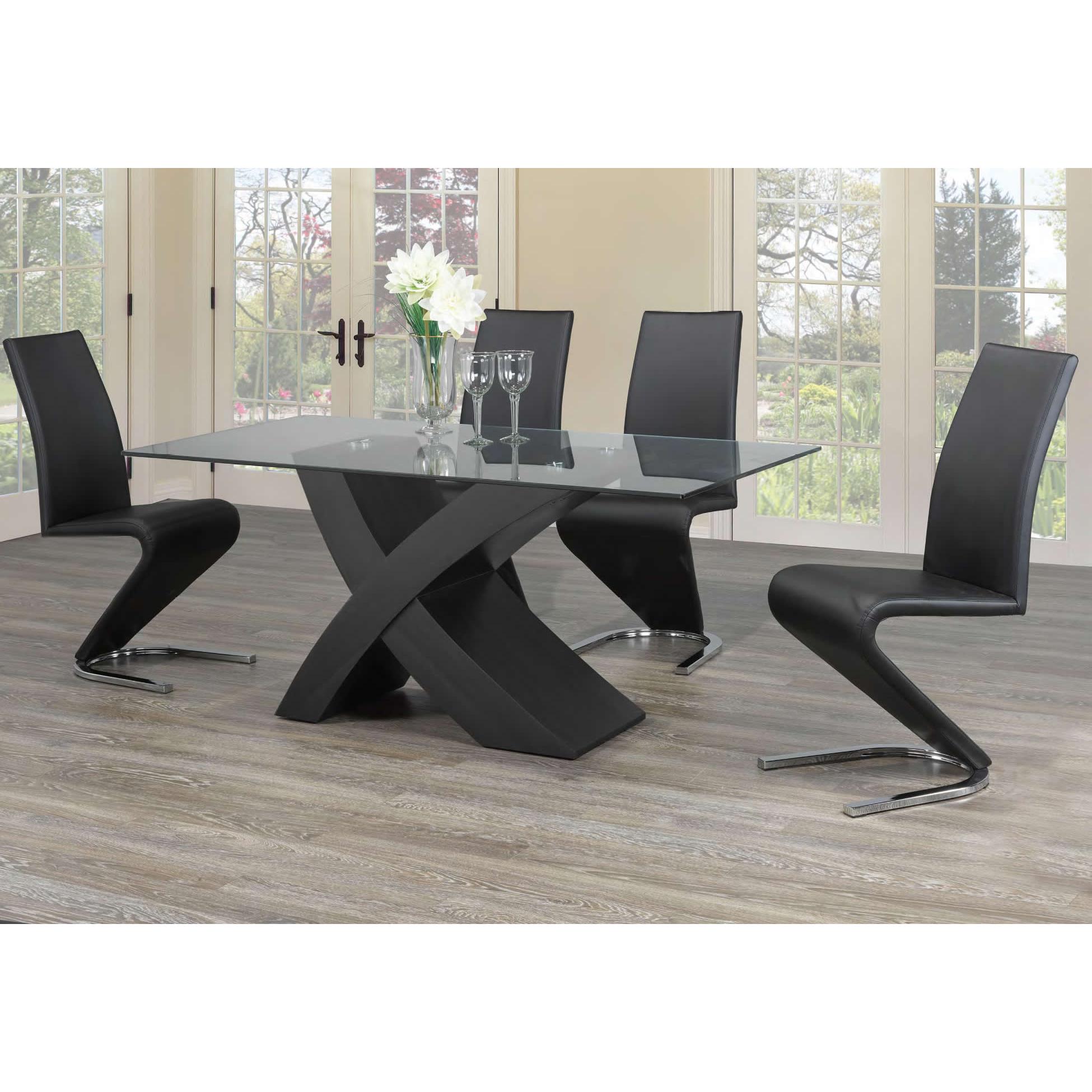 IFDC Modern Glass Top Dining Table with Central Pedestal Base - T1092 - Perfect for Small Spaces, Apartments & Contemporary Dining Rooms