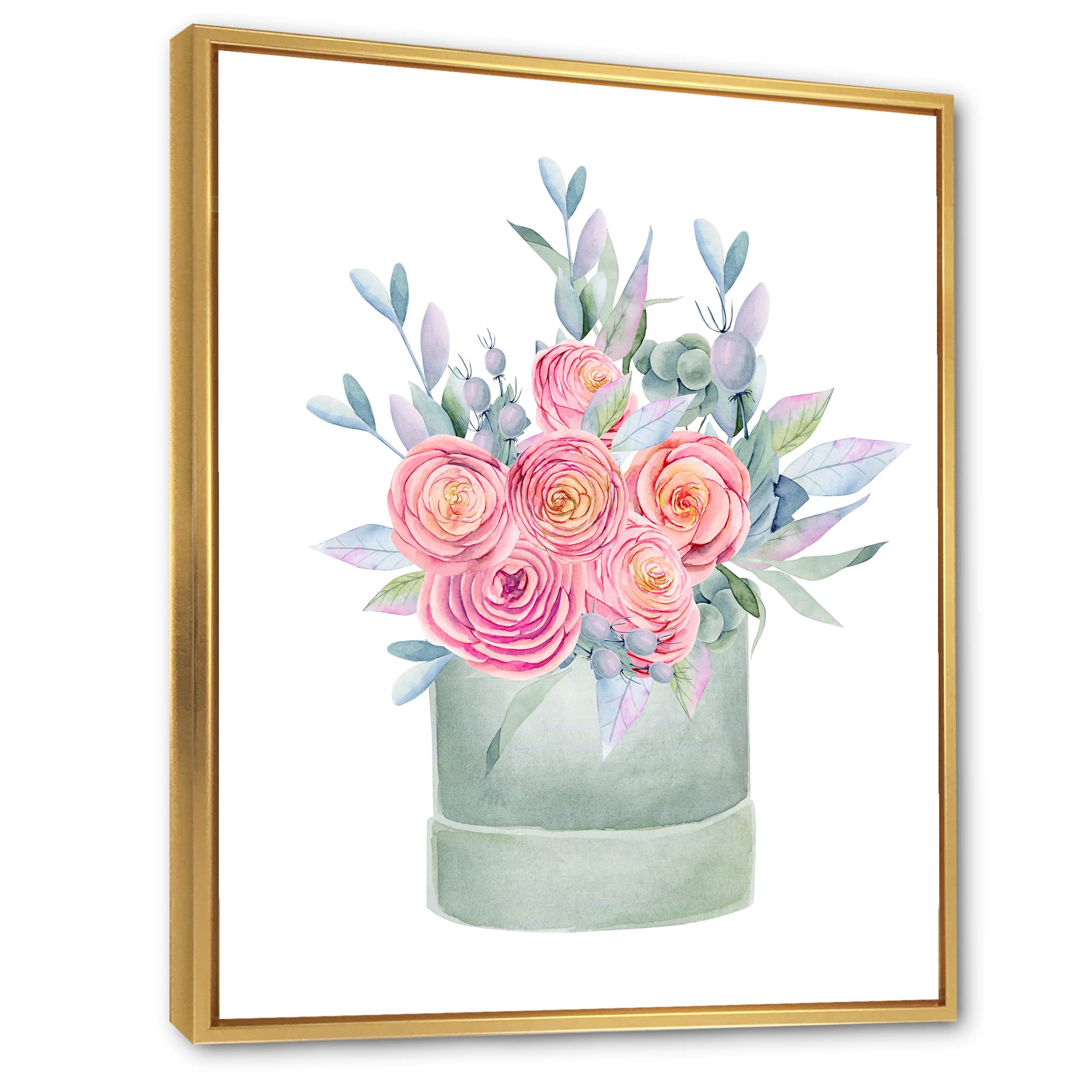 Farmhouse Framed Canvas Wall Art Print with Pink Roses - Elegant Gift Box for Home Decor, Wedding, Anniversary & Housewarming Present