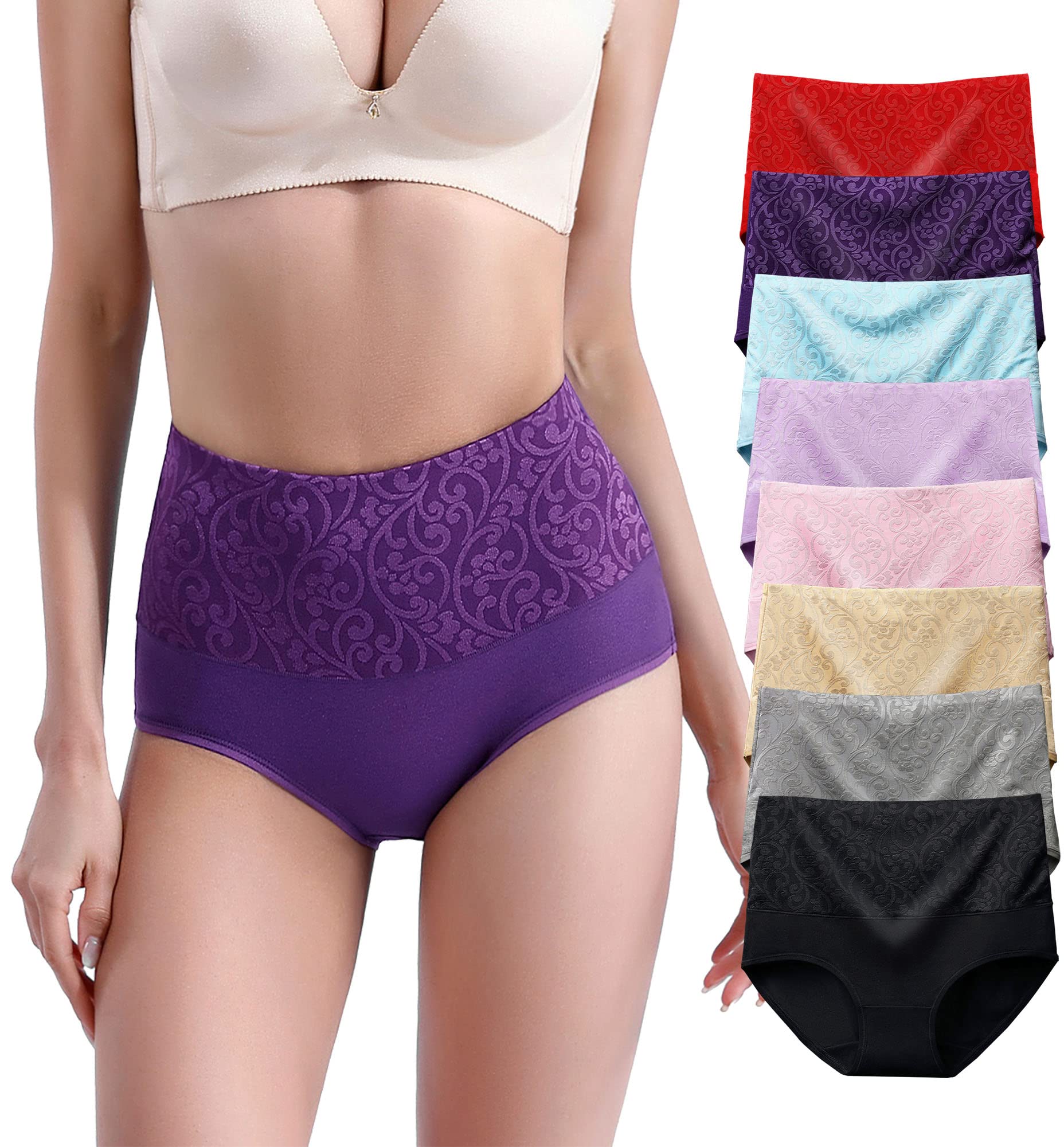 Youlehe Women's Cotton Underwear Briefs - High Waist Full Coverage Soft Breathable Panties for Everyday Comfort | Plus Size Ladies Underwear | Perfect for Workout, Yoga & Daily Wear