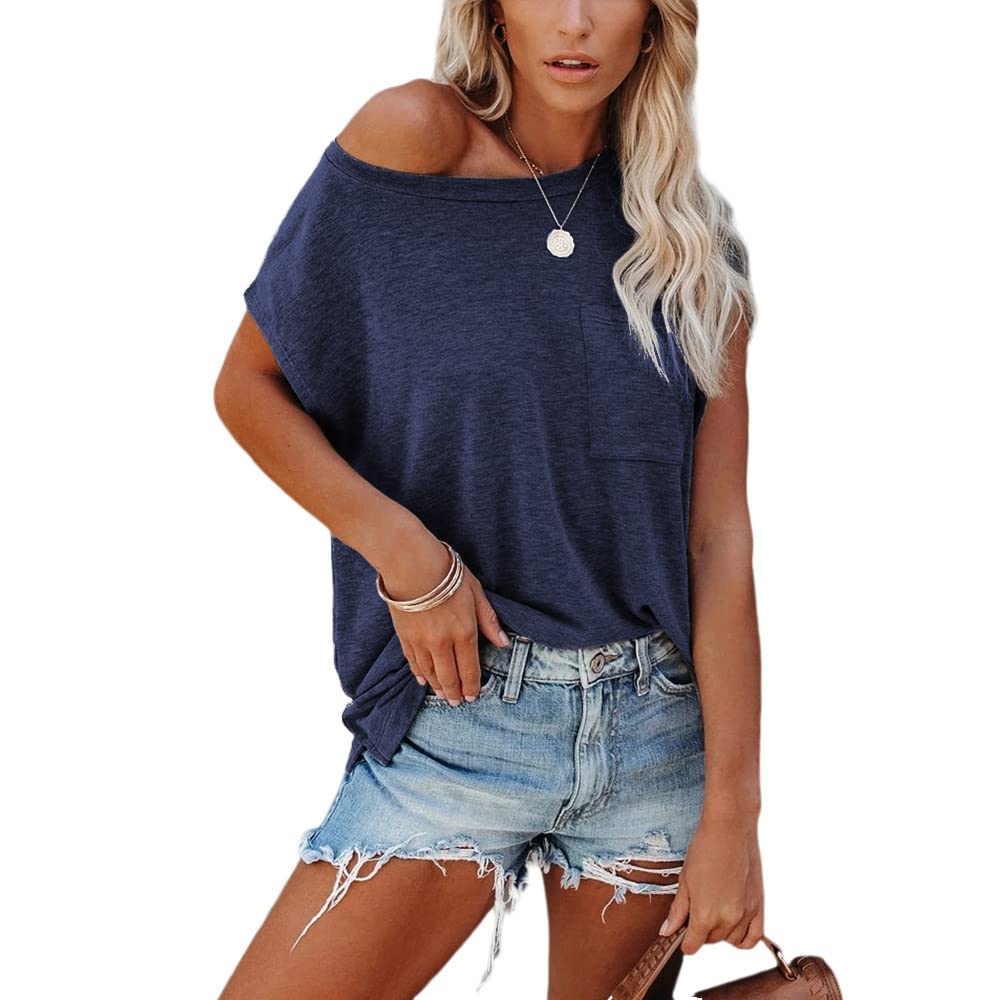 NEYOUQE Women's Summer Maternity T-Shirt Dress - Cute & Comfortable Short/Long Sleeve Work Tops, Navy Blue XL - Perfect for Office Wear, Casual Outings & Pregnancy Comfort