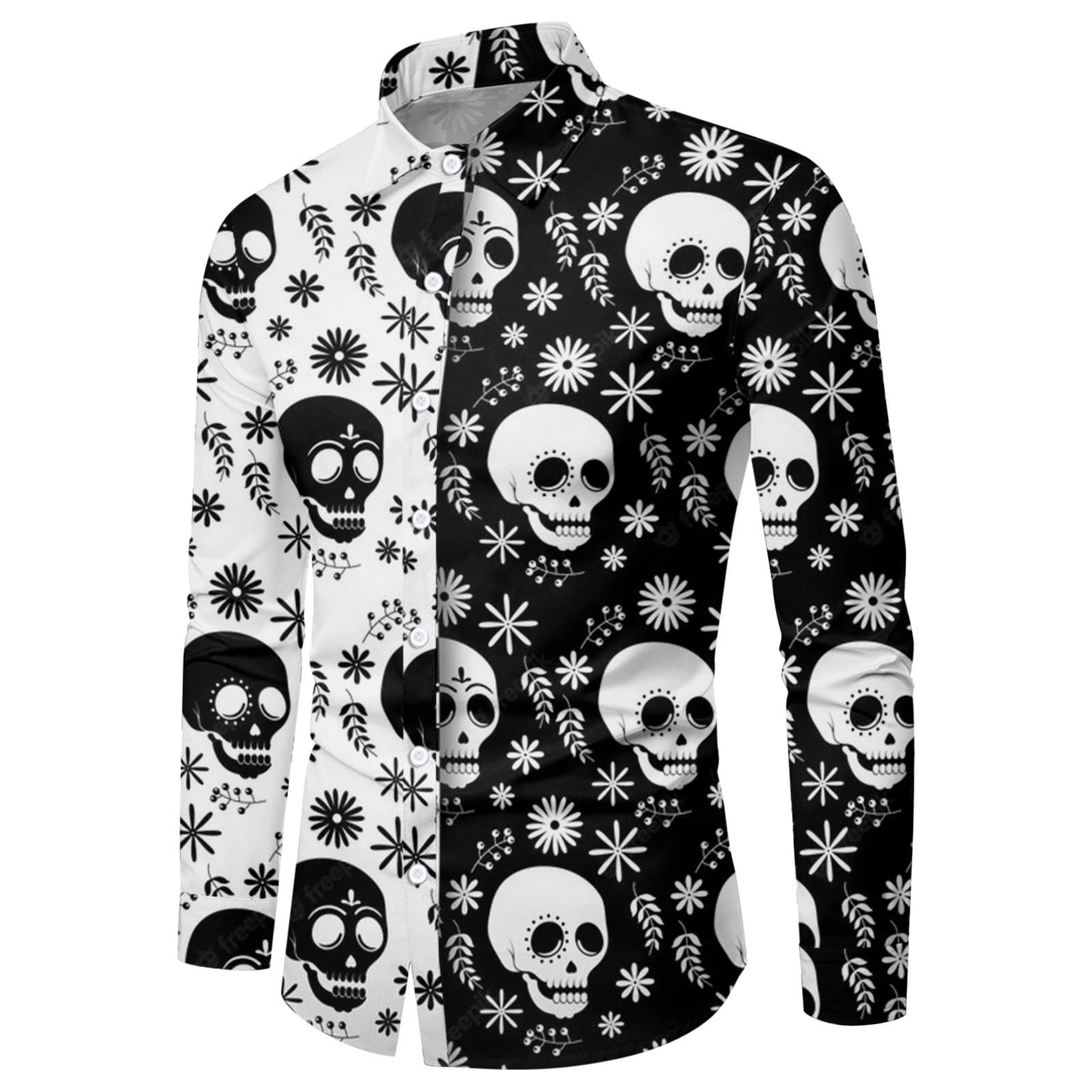 Men's Halloween Pumpkin Printed Short Sleeve Button Up Shirt - Fun Casual Hawaiian Aloha Shirt for Costume Parties, Trick or Treat & Summer Vacations