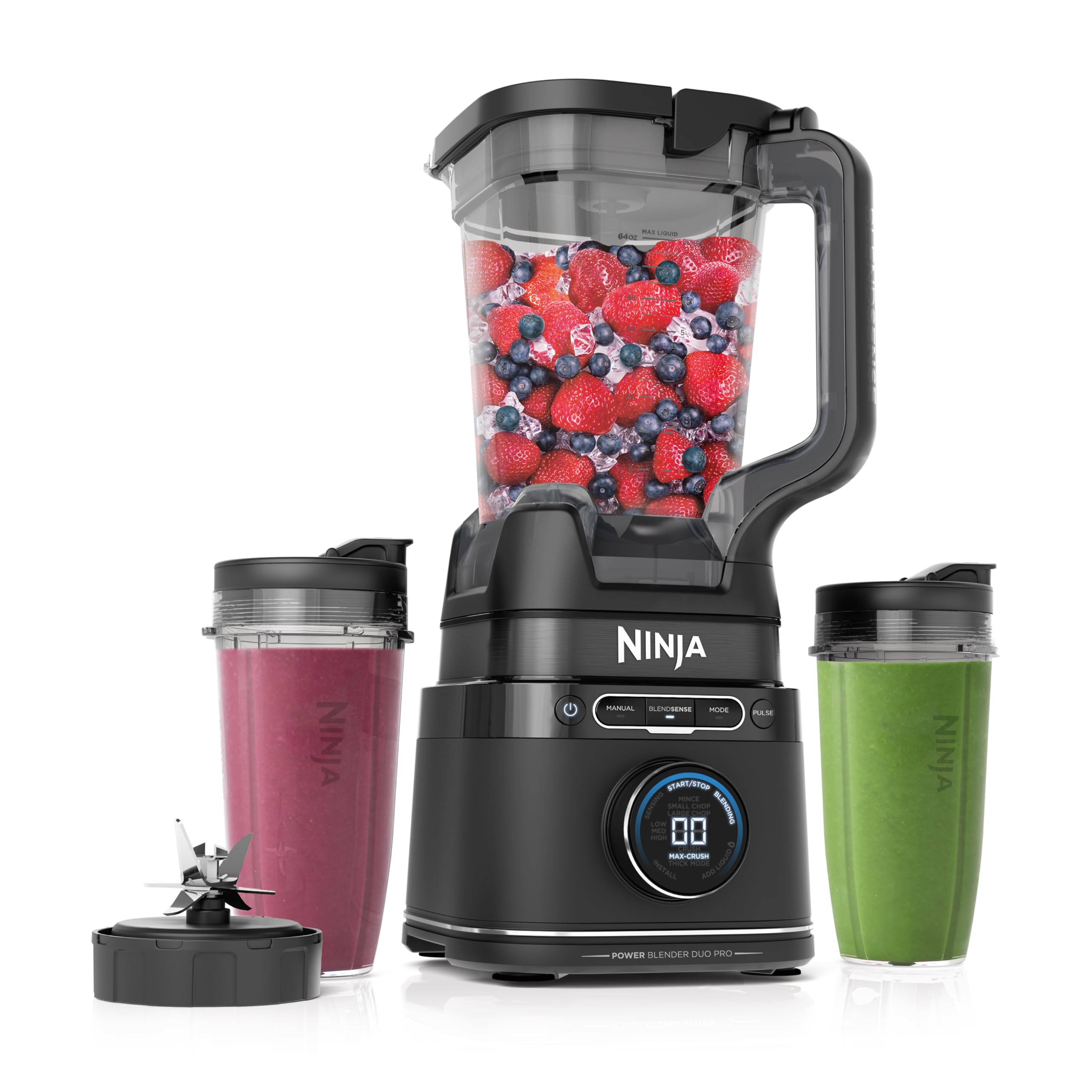 Ninja Detect Power Blender Pro with Personal Single-Serve Cups - 1800W High-Speed Blender for Smoothies, Shakes, Food Prep & More | BlendSense Technology | 72oz Pitcher + (2) 24oz To-Go Cups | Compact Countertop Design | Perfect for Kitchens, Offices & Healthy Lifestyles (Black, Model TB301)