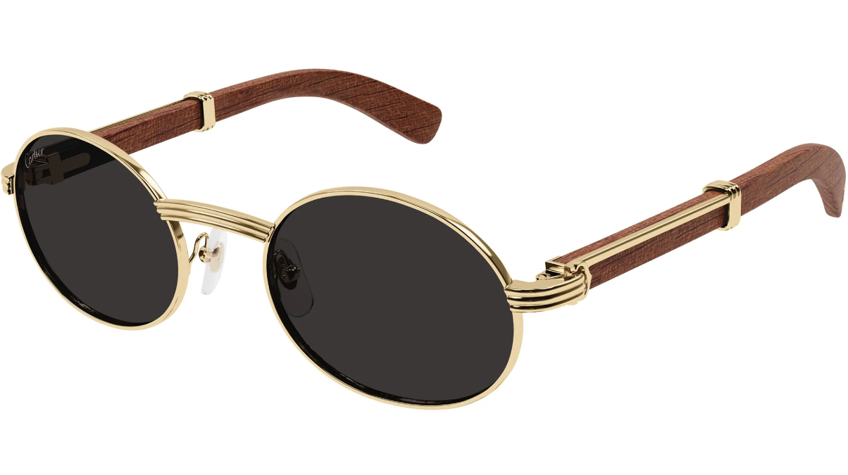 Cartier Première de Cartier Wood Sunglasses CT0464S 002 - Luxury Wooden Frame Designer Shades for Women, UV Protection - Perfect for Beach, Travel & Fashion Outfits