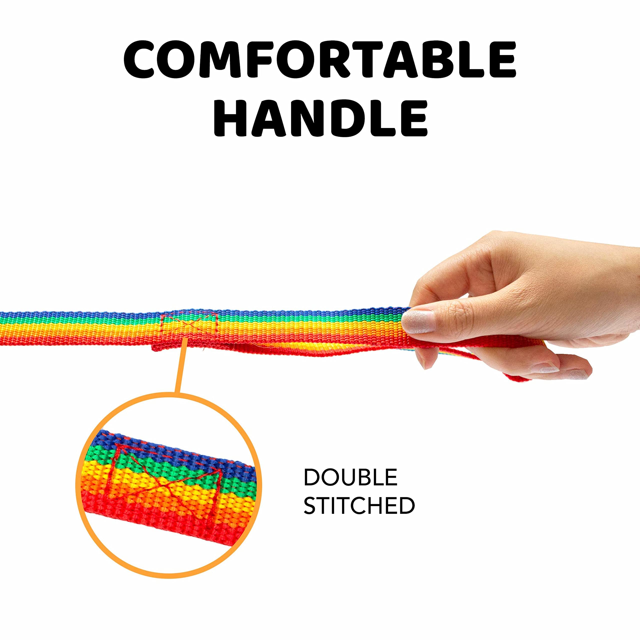 **Downtown Pet Supply 50ft Rainbow Nylon Dog Leash - Long Training Leash for Recall & Obedience - Durable Outdoor Walking, Hiking & Backyard Play for Medium & Large Dogs**