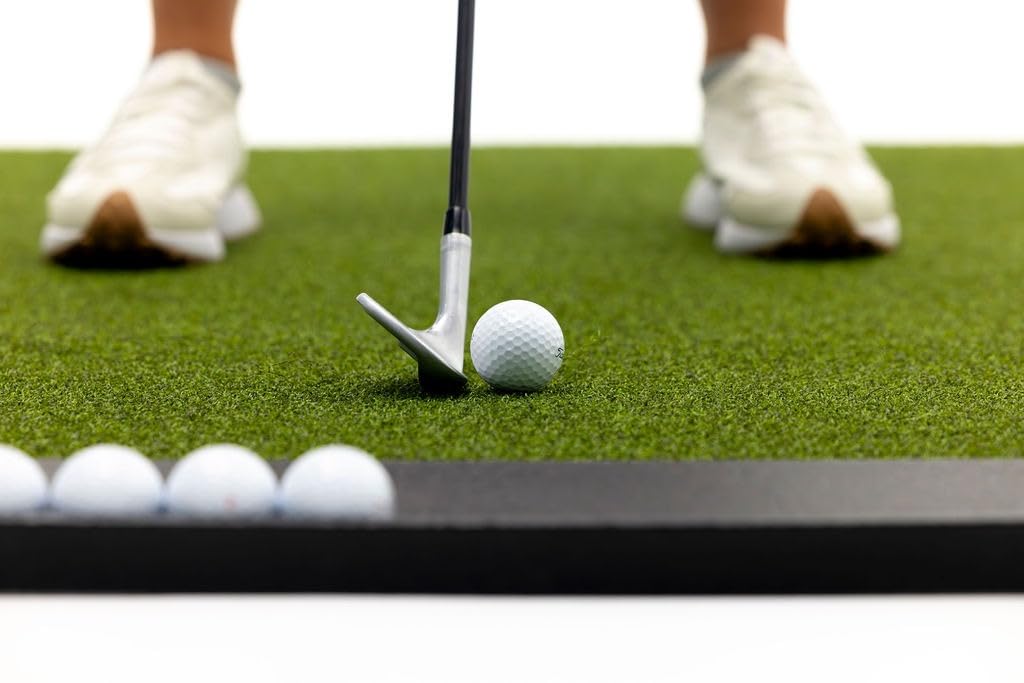 Premium Golf Practice Mat for Indoor & Outdoor Use - Includes Bonus Golf Tray & 3 Rubber Tees - Perfect for Home, Office, Backyard & Driving Range Training