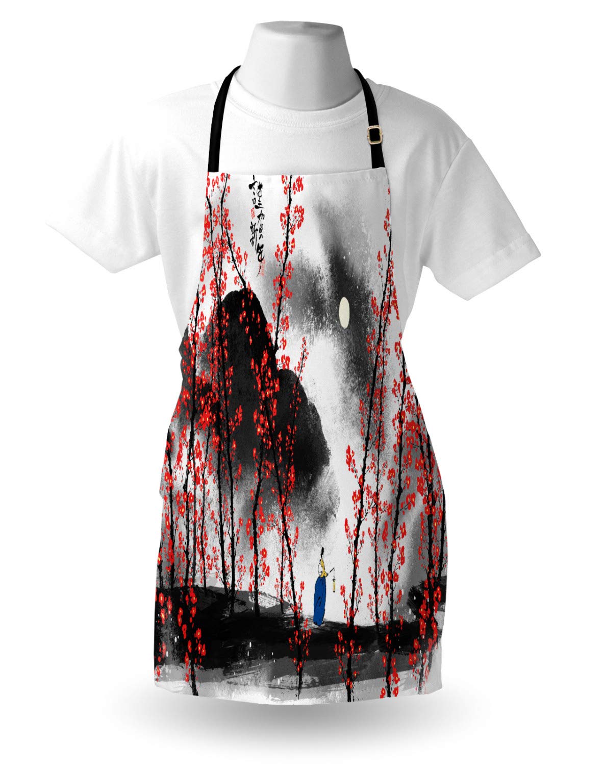 Ambesonne Chinese Apron - Unisex Kitchen Bib for Cooking & Gardening