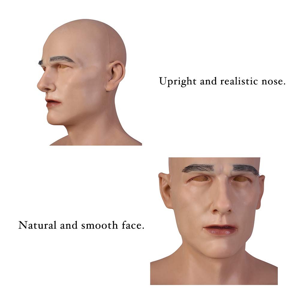 YIQI Realistic Silicone Middle-Aged Man Mask - Handmade Cosplay Halloween Costume Accessory for Parties, Horror Events & Theatrical Performances