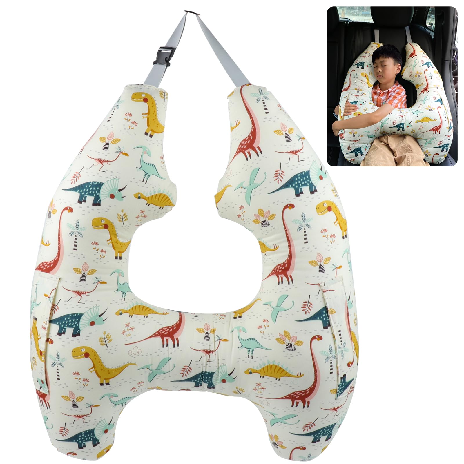Kids Car Pillow - H-Shaped Travel Neck Pillow for Children, Supportive & Comfortable for Sleeping in Car Seat | Perfect for Road Trips, Airplane Travel & Long Car Rides with Kids