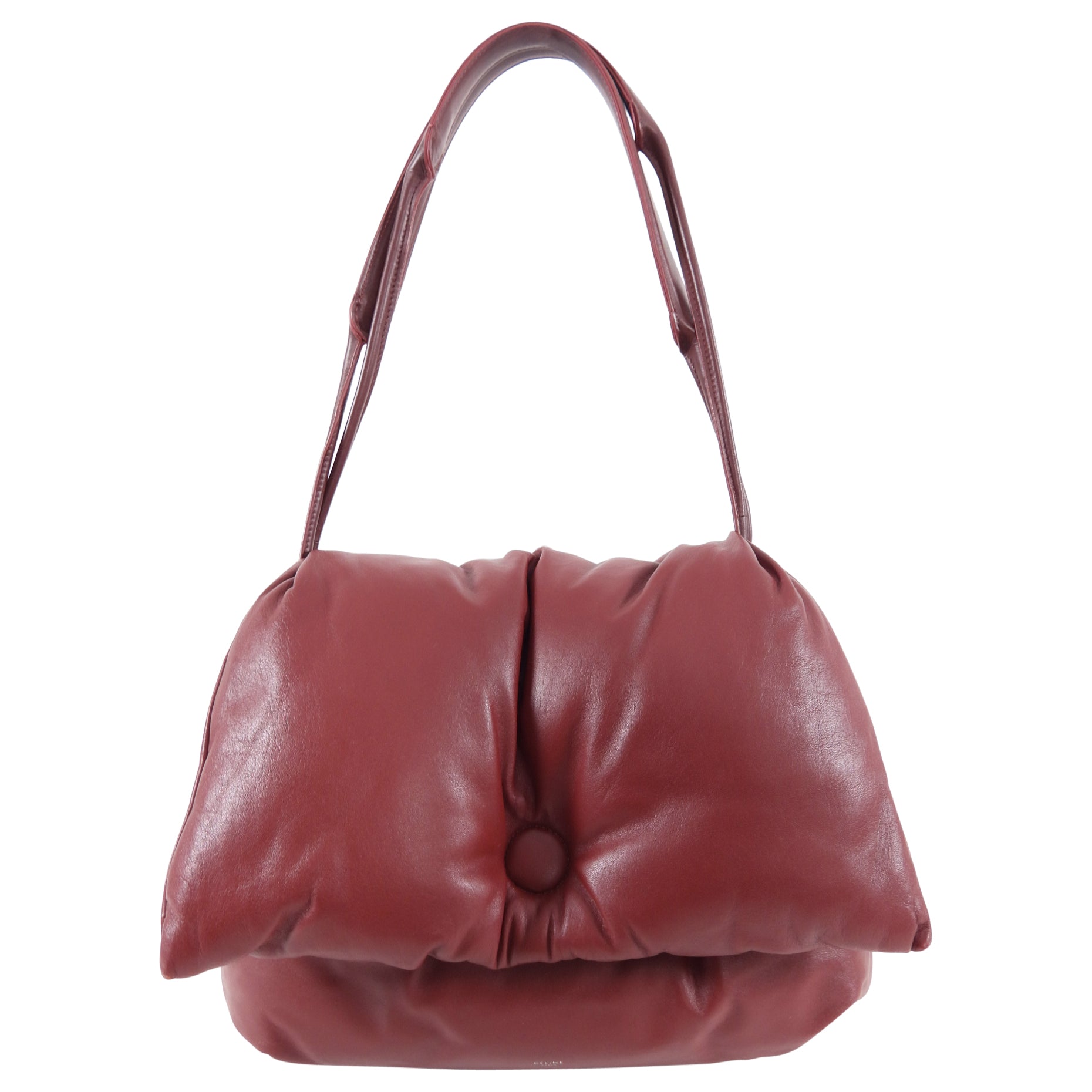 Celine Small Dark Red Pillow Shoulder Bag - Luxury Leather Crossbody Purse for Women | Perfect for Date Night, Parties & Everyday Use
