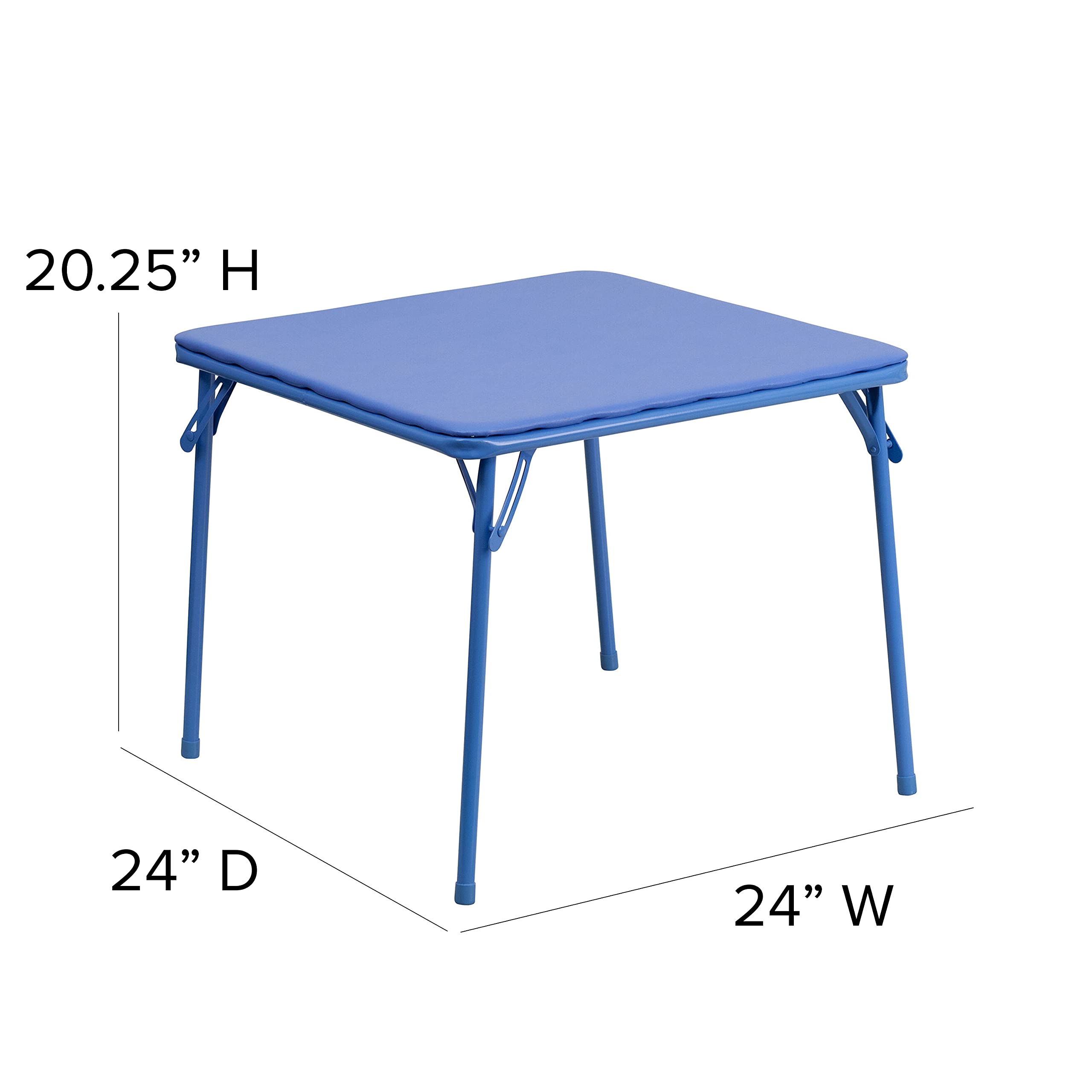 Flash Furniture Mindy Kids Colorful 3-Piece Folding Table and Chair Set - Blue Foldable Kids Furniture for Playroom, Classroom & Home Learning Activities