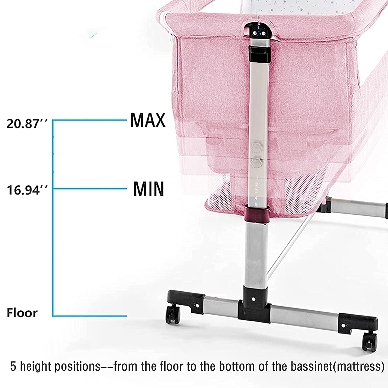 3 in 1 Portable Baby Travel Crib with Breathable Mesh & Adjustable Height - Detachable Mosquito Net & Mattress Included - Perfect for Infants, Toddlers & Newborns (Pink) | Ideal for Home, Travel, Camping & Outdoor Use