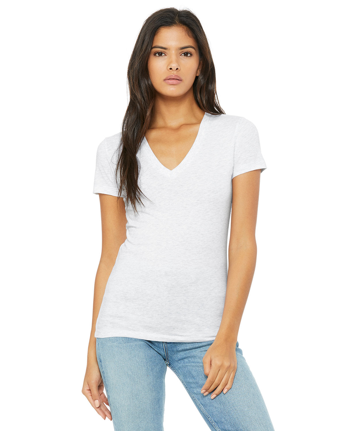 Bella + Canvas B6035 Women's Soft Jersey Short Sleeve V-Neck T-Shirt - Comfortable Casual Tee for Everyday Wear, Workout & Layering