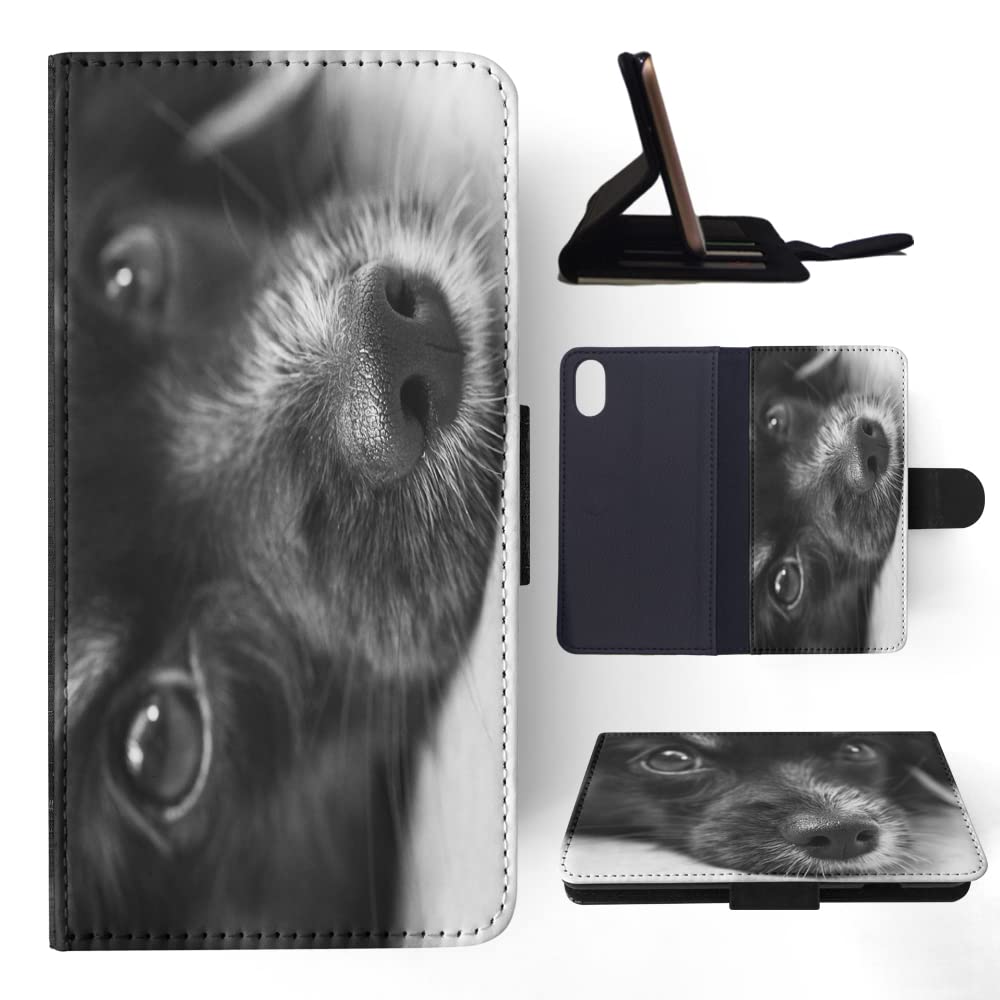 Cute Chihuahua Pomeranian Dog Print Flip Wallet Phone Case for Apple iPhone X/Xs - Slim Protective Cover with Card Holder for Everyday Use & Travel