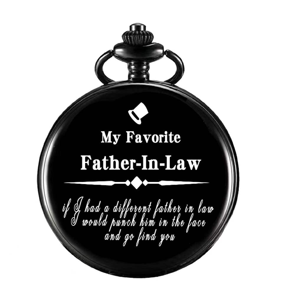 Personalized Engraved Pocket Watch for Father-in-Law - Unique Birthday, Anniversary & Father's Day Gift Idea - Perfect Retirement, Christmas & Special Occasion Present