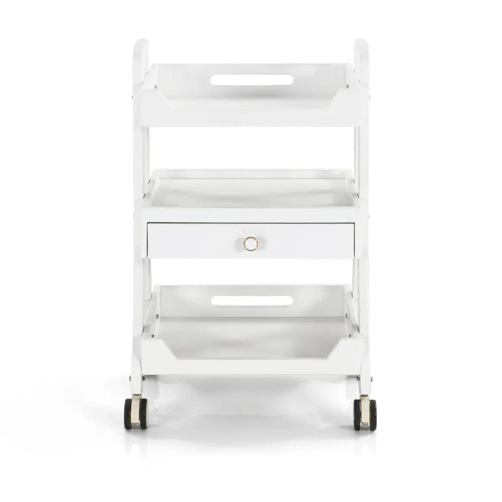 Professional Beauty Salon Trolley OY005 - White Rolling Cart with Drawer for Hair Styling, Nail & Makeup Tools - Perfect for Salon, Spa & Home Use