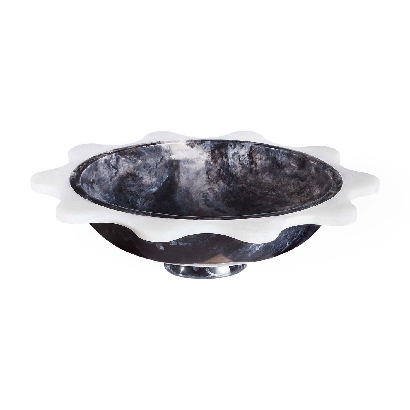 Como Black & White Ripple Bowl - Handmade Ceramic Serving Bowl for Salads, Snacks & Home Decor - Perfect for Dining, Entertaining & Gift Giving