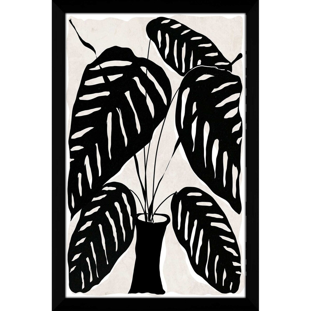 Daniela Santiago Black and White Potted Plant Print on Acrylic - Modern Home & Office Wall Art Decor for Living Room, Bedroom, Kitchen