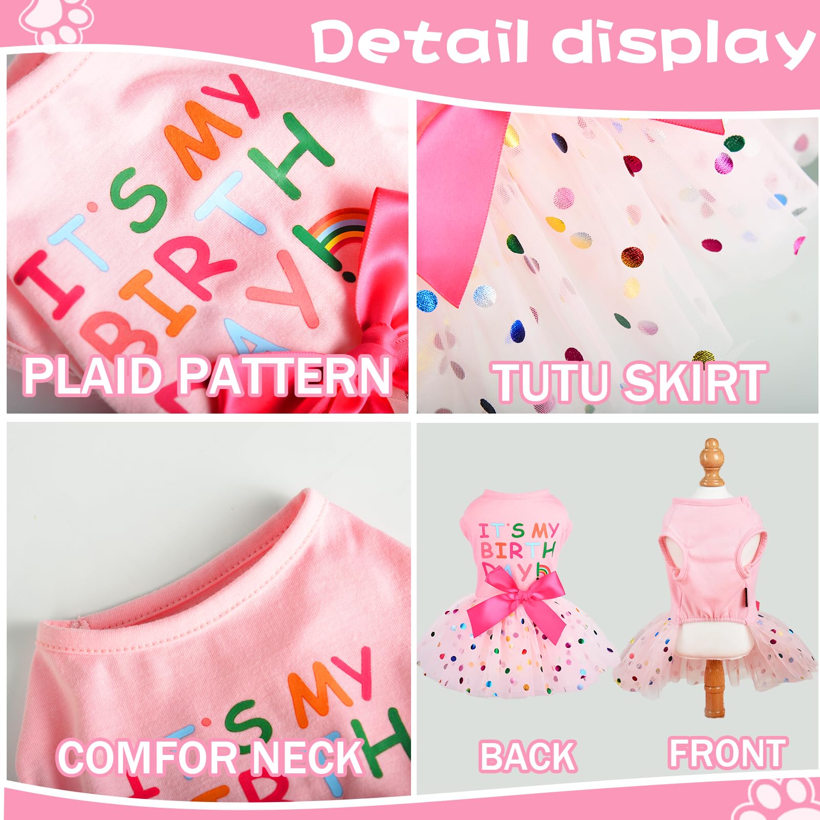 Small Dog Dresses for Puppies - Cute Pet Costume Clothes for Chihuahua, Yorkie & Cats | Summer & Spring Apparel | Pink Birthday Outfit (XS) | Perfect for Parties, Photo Shoots & Special Occasions