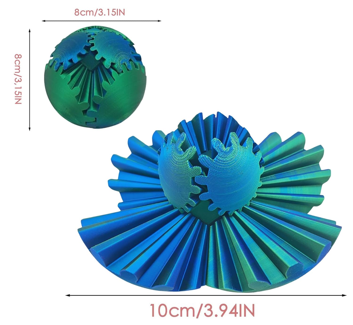 3D Printed Gear Ball Fidget Toy - Steampunk Whirling Wonder Desk Toy for Adults, Stress Relief & Focus, 2024 New Design (Green) | Perfect for Office, Home, Travel & Anxiety Relief