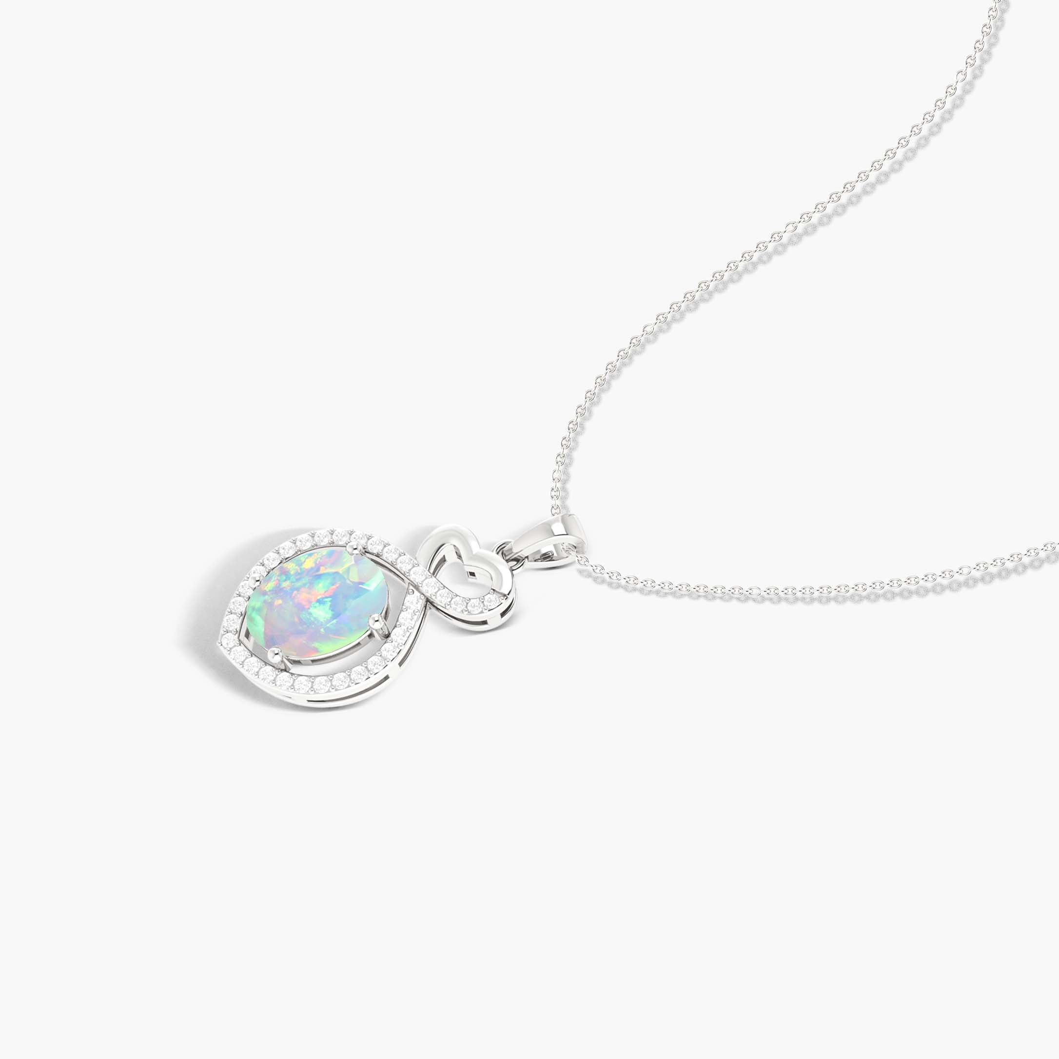 Natural White Opal Mini Heart Pendant Necklace - Dainty Sterling Silver Chain for Women, Gift for Her, Valentine's Day, Anniversary & Everyday Elegance