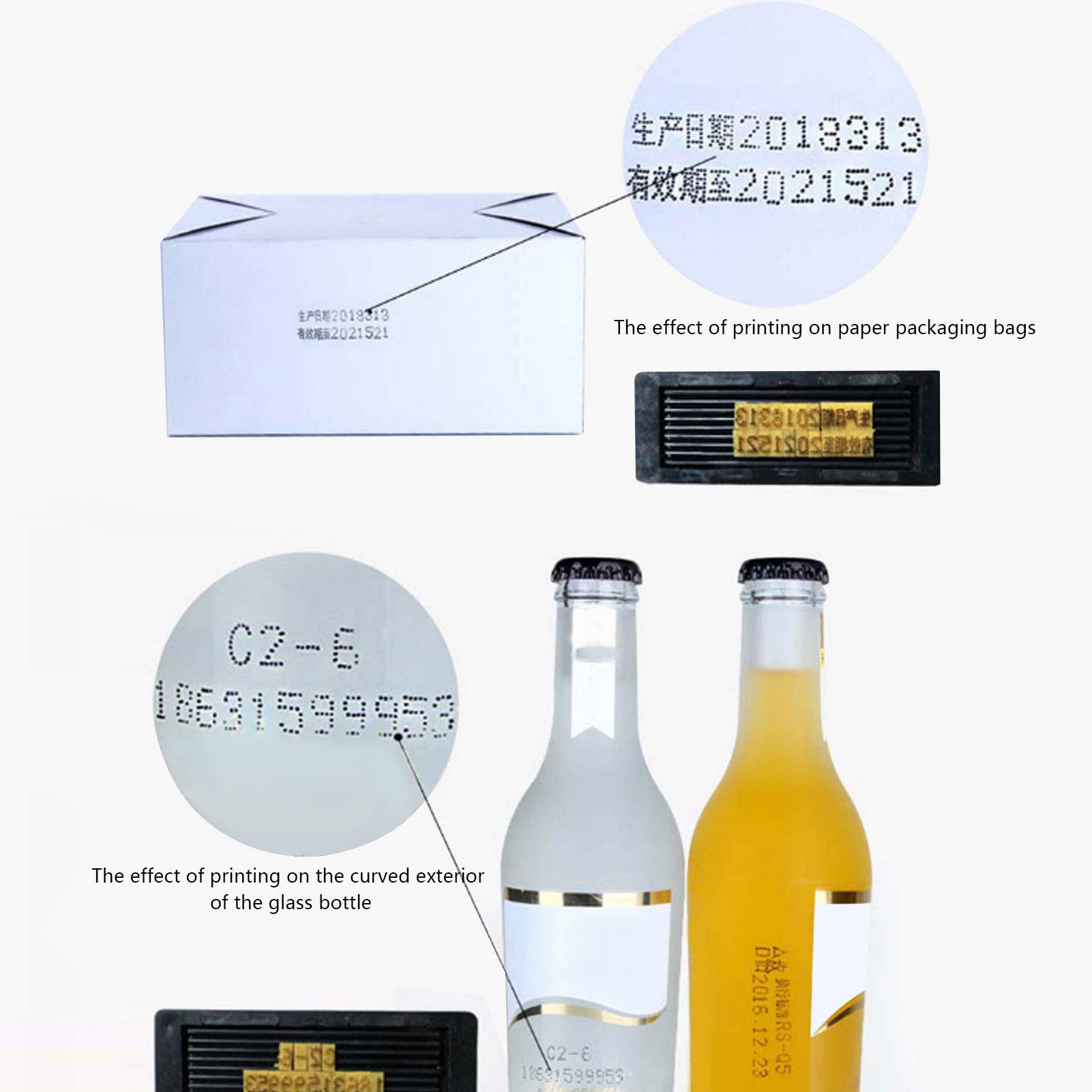 EXCLUZO Portable Ink Date Printer - Adjustable Quick-Drying Expiry Date Stamp Machine for Industrial Barcode, Production & Expiration Coding | Perfect for Food Packaging, Cosmetics Labeling & Warehouse Inventory Management