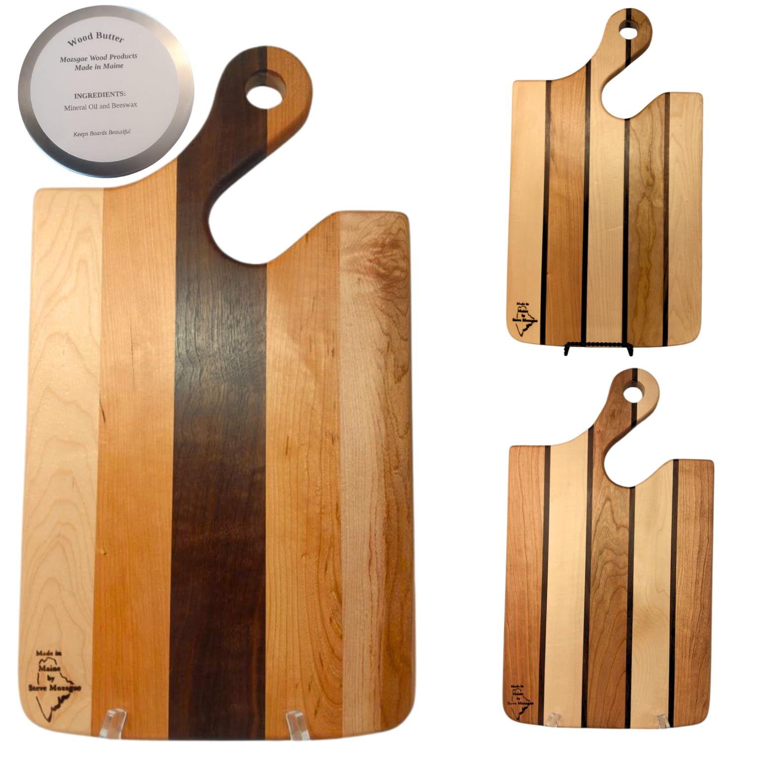 Handmade Wooden Charcuterie Board & Cutting Board - Premium Maple, Cherry, Walnut - 19