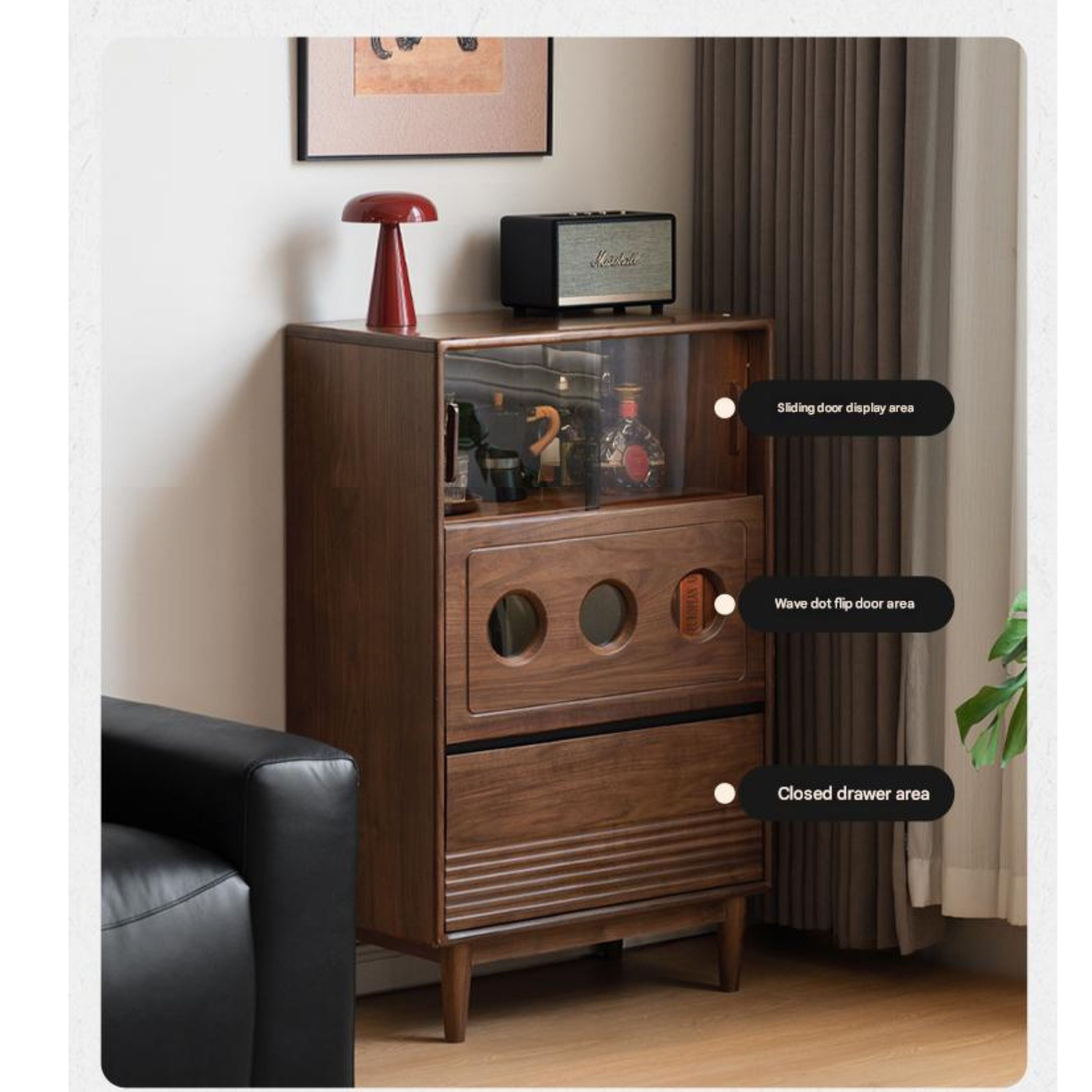Vintage Black Walnut Solid Wood Antique Locker Retro Side Cabinet - Rustic Storage for Bedroom, Living Room & Entryway