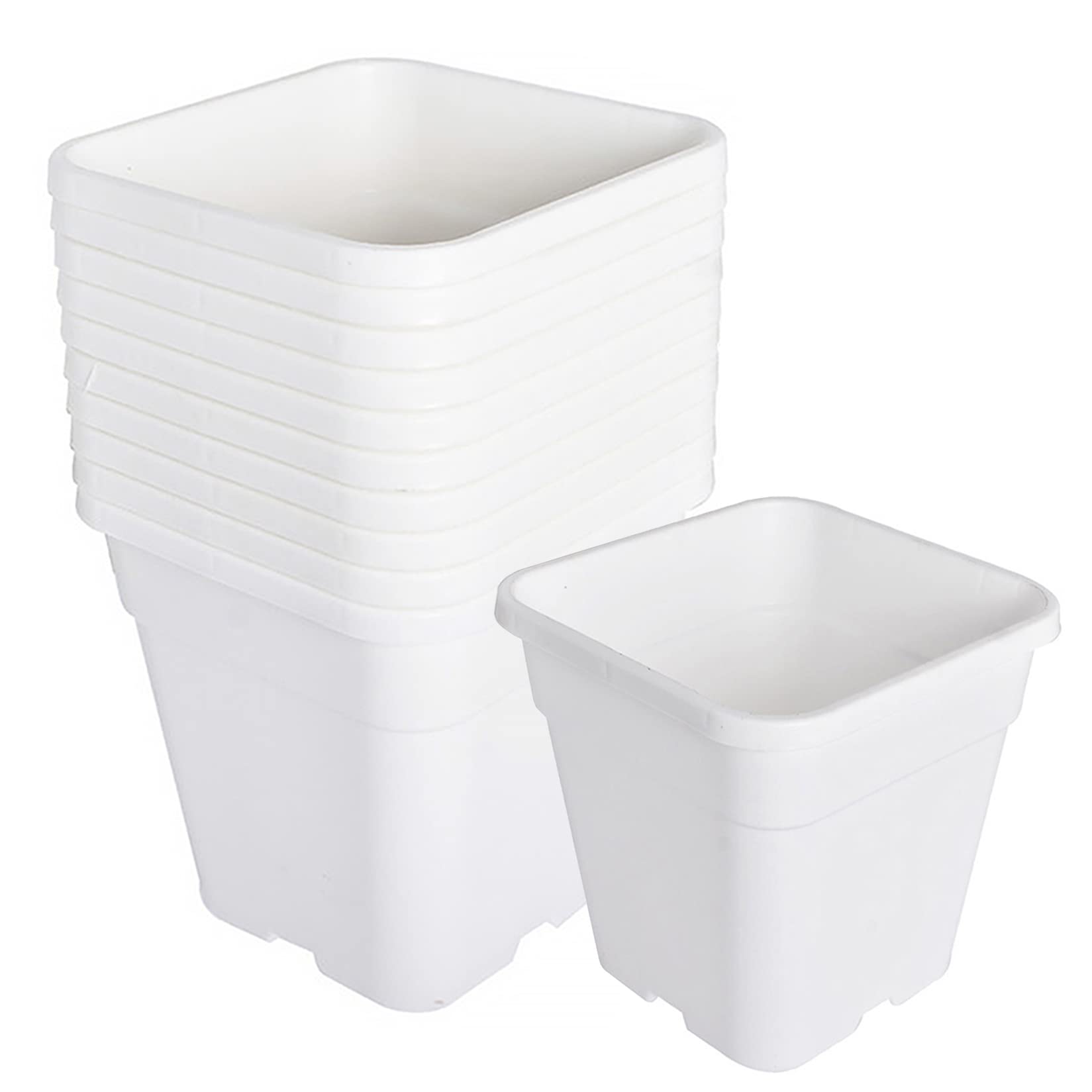 7 Gallon Plastic Planter Pots with Drainage Holes - Large Flower Pots for Indoor/Outdoor Plants, Vegetables, and Flowers - Perfect for Gardening, Patio, Balcony & Home Decor