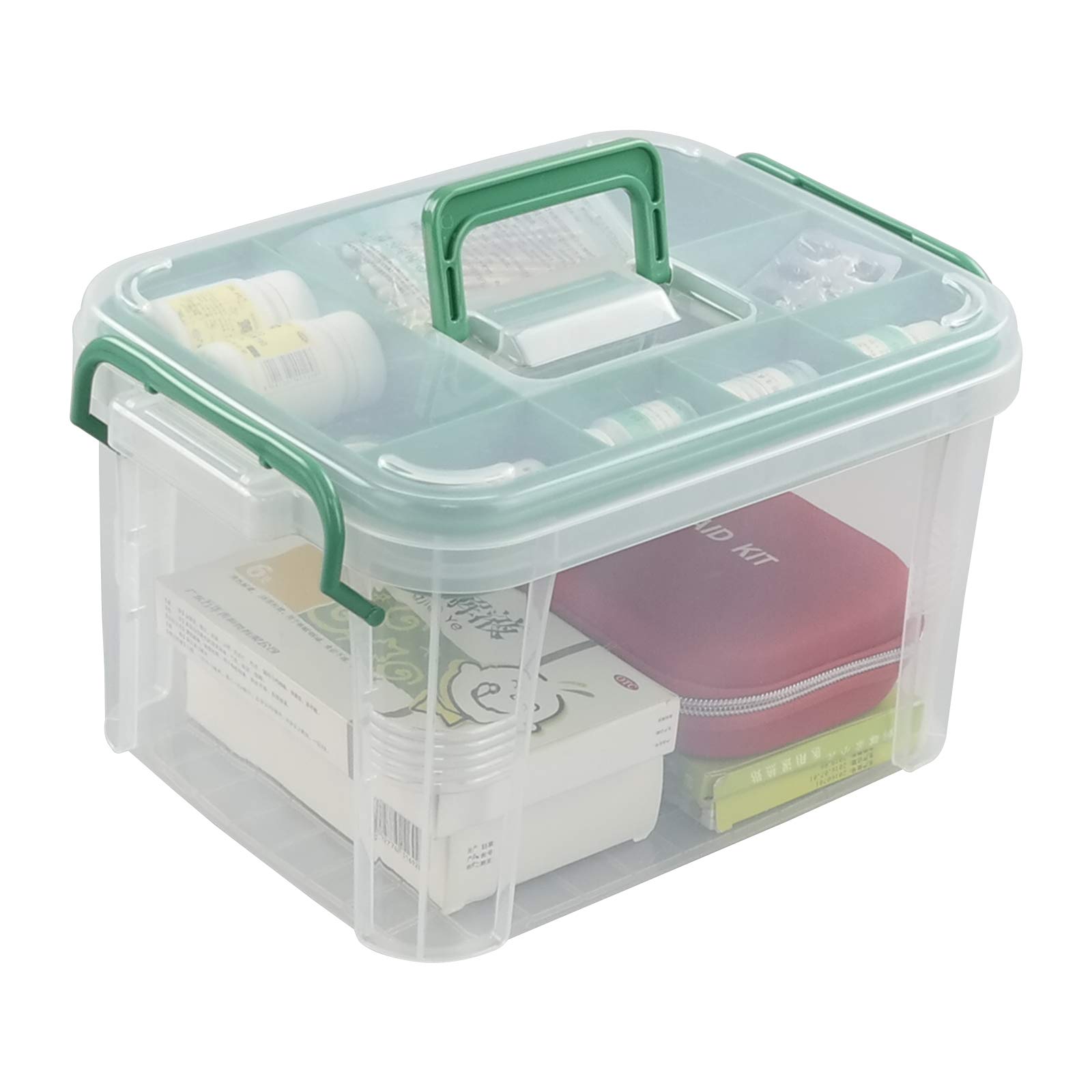 Bringer 1 Pack Clear Plastic First Aid Kit - Portable Medicine Storage Box for Home, Travel & Emergency Use | Family Safety Essentials