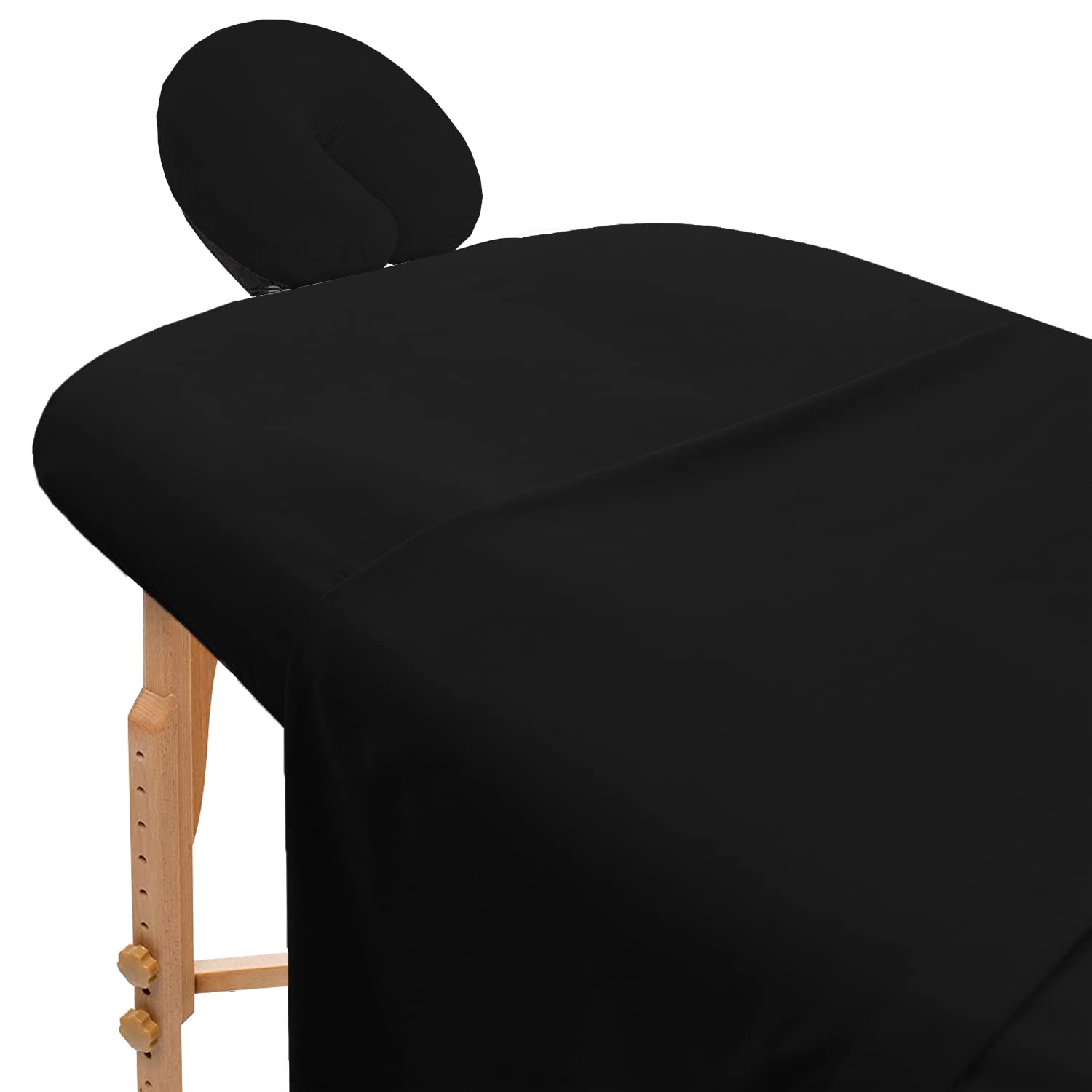 Premium 3-Piece Massage Table Sheet Set - 100% Cotton Flannel - Includes Fitted Sheet, Flat Sheet & Face Cover - Soft & Smooth Massage Bed Linens - Black - Ideal for Spa, Salon & Professional Massage Therapy
