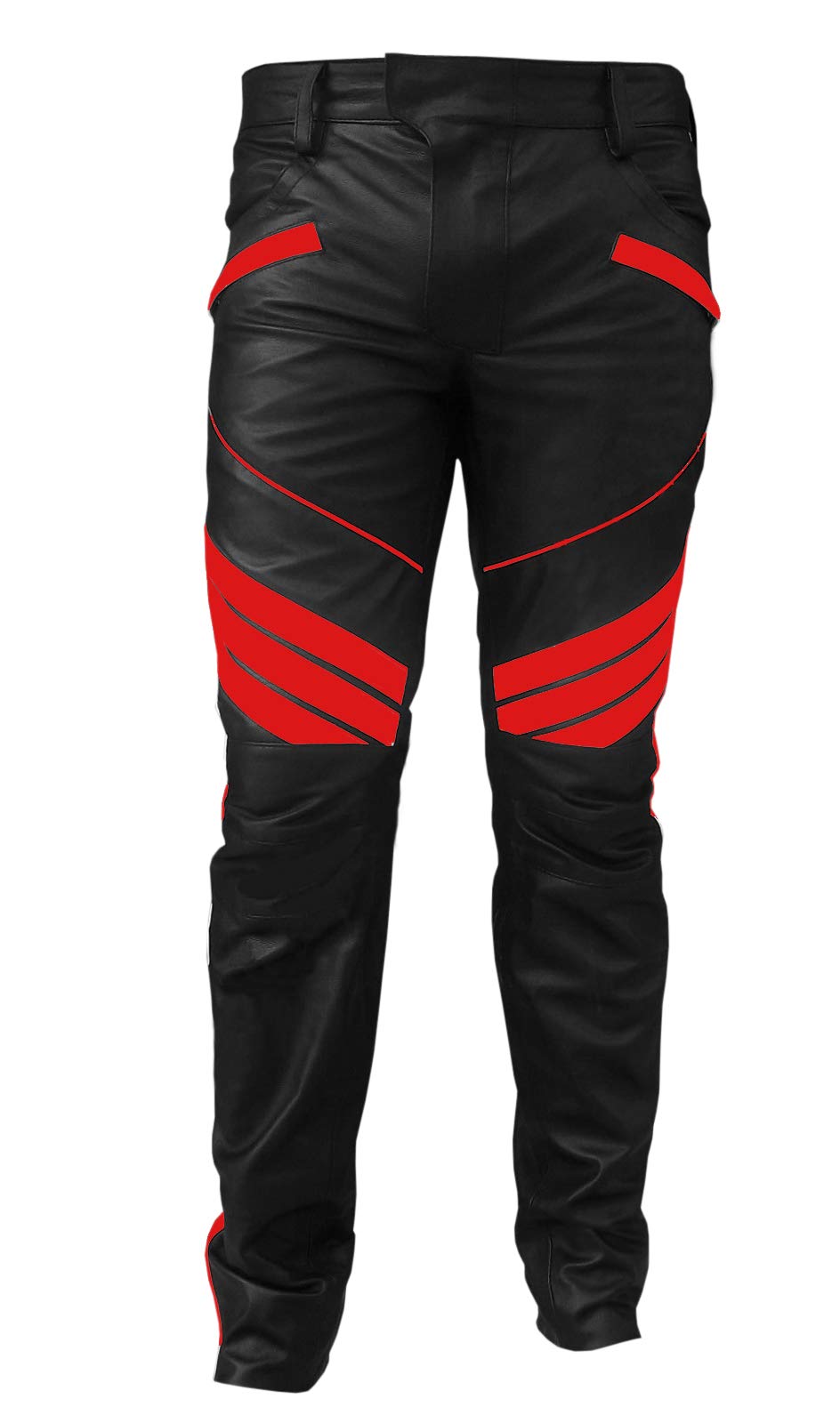 Men's Black Cow Leather Biker Jeans for Motorcycle Riding