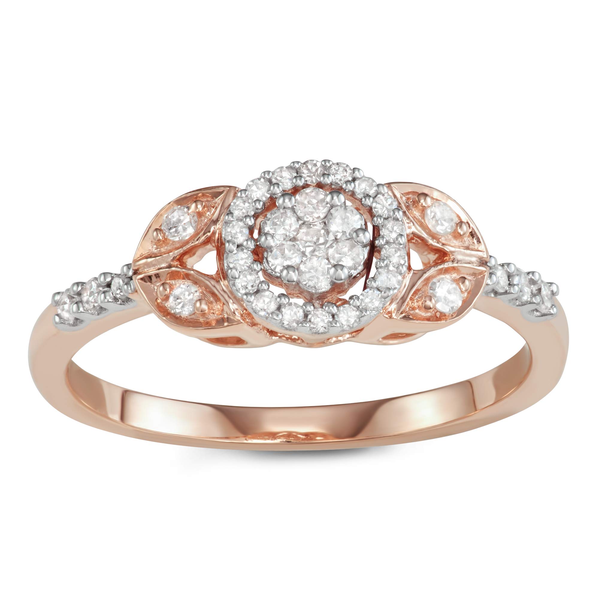 1/4 Carat (cttw) 10K Rose Gold Diamond Solitaire Promise Ring for Women - Elegant Wedding Band, Anniversary Gift & Everyday Jewelry for Her