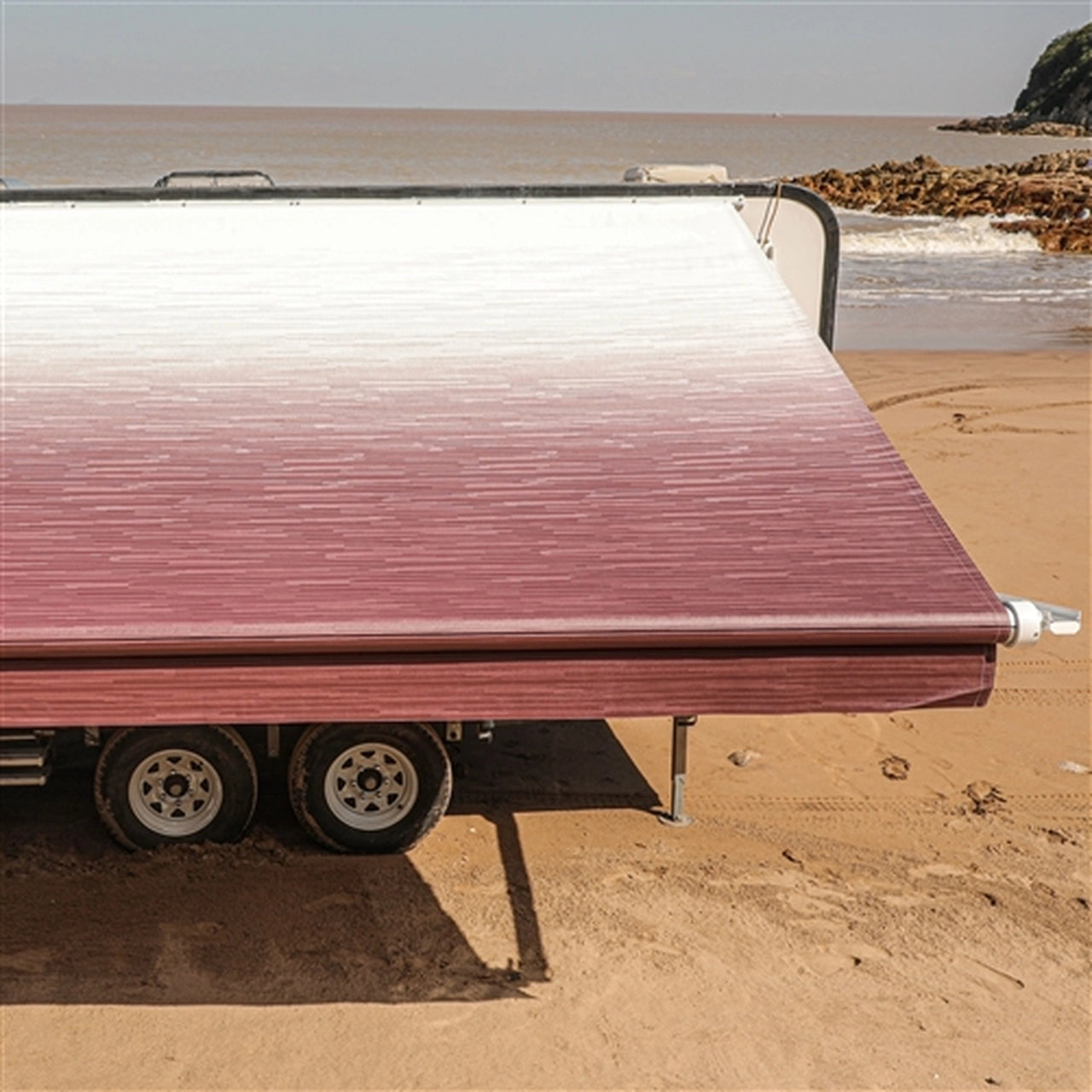 Aleko 10x8 Feet Motorized Retractable RV Awning - Burgundy Fade - Perfect for Outdoor Camping, RV Trips & Patio Shade