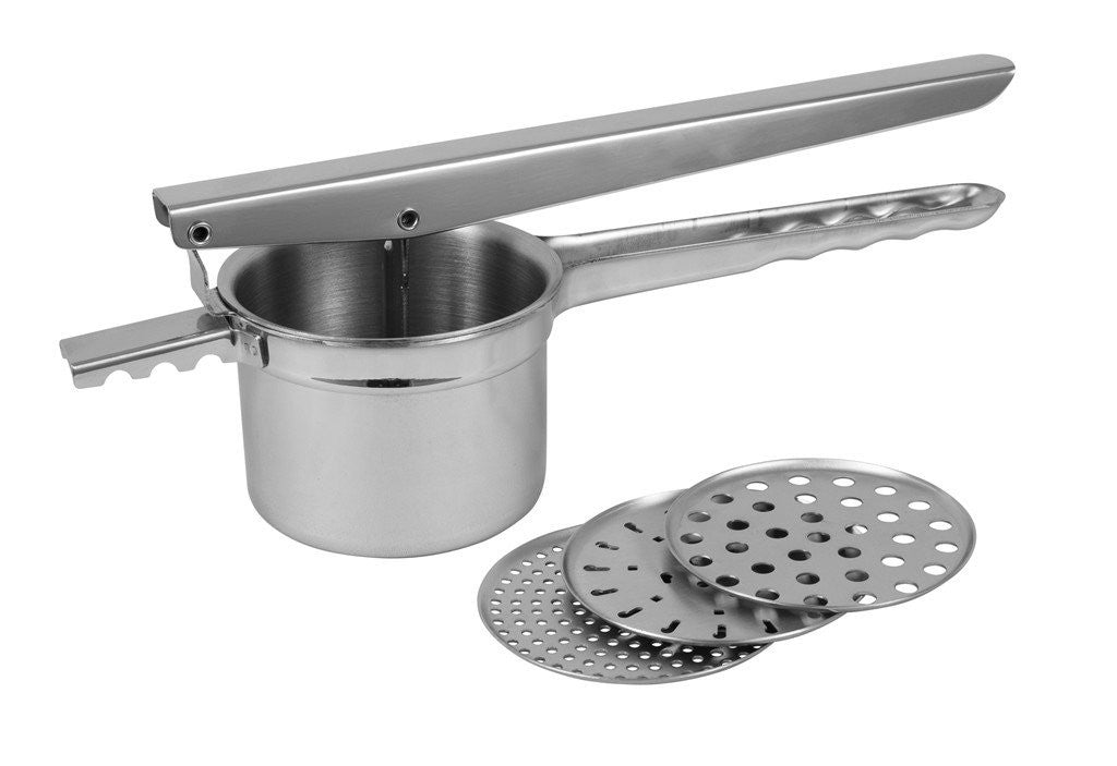 Premium Avanti Stainless Steel Potato Ricer with 3 Blades - Perfect for Mashed Potatoes, Baby Food & Pasta Making
