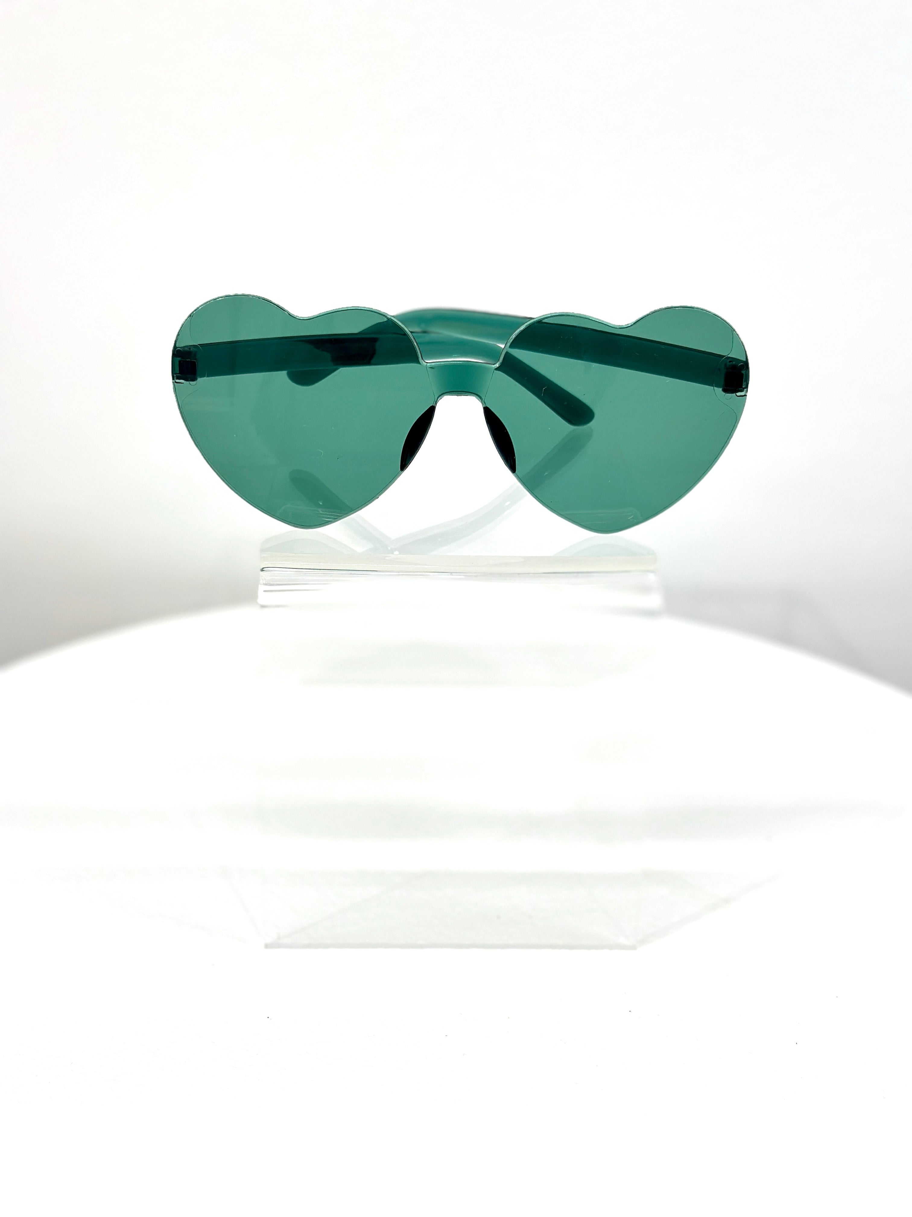 Stylish Rimless Heart-Shaped Sunglasses in Green - Trendy UV Protection for Women, Perfect for Summer Outfits & Beach Vacations