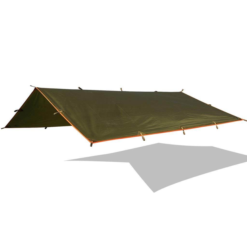 CYLQ Lightweight Ripstop Hammock Tarp - Waterproof Camping Shelter for Backpacking, Hiking & Outdoor Adventures - Portable Rain Fly with Carry Bag (Green)