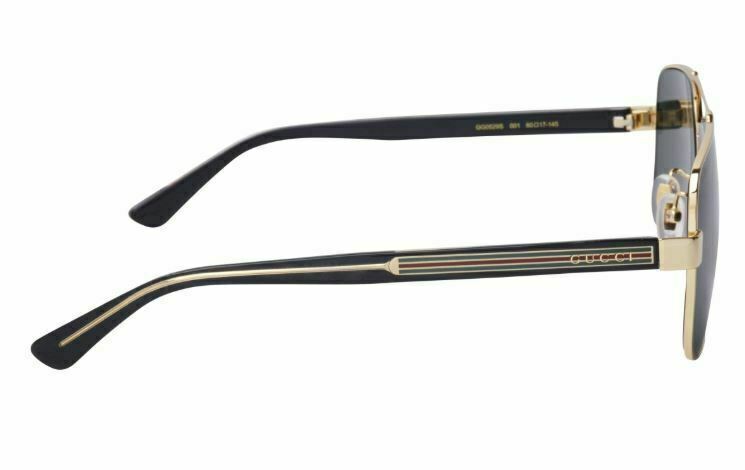 GUCCI GG0529S 001 Gold Black Crystal Grey Aviator Sunglasses for Men - Luxury Designer Shades for Driving, Travel & Outdoor Fashion