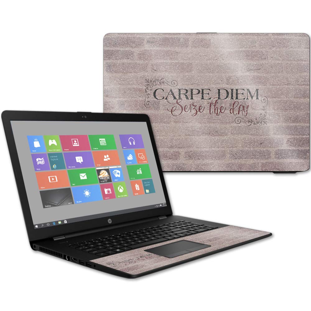 MightySkins Glossy Glitter Skin Cover for HP 17t Laptop 17.3 Inch (2017 Model) - Carpe Diem Design | Scratch-Resistant Protective Vinyl Wrap | Easy to Apply & Remove | Made in USA | Perfect for School, Office, and Travel Use