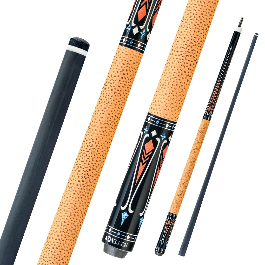 KONLLEN 58-inch Professional Carbon Fiber Pool Cue Stick - Low Deflection Billiard Cue with 12.5mm Tip for Adults (Pro Taper, Easy Control, Ultra-Smooth) | Perfect for Tournament Play & Home Pool Tables