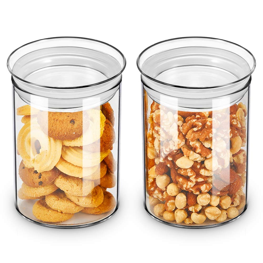 ZENS 27oz Glass Jars with Airtight Lids (Set of 2) - Clear Kitchen Storage Containers for Coffee, Brown Sugar & Pantry Organization | Perfect for Home, Office & Coffee Shops