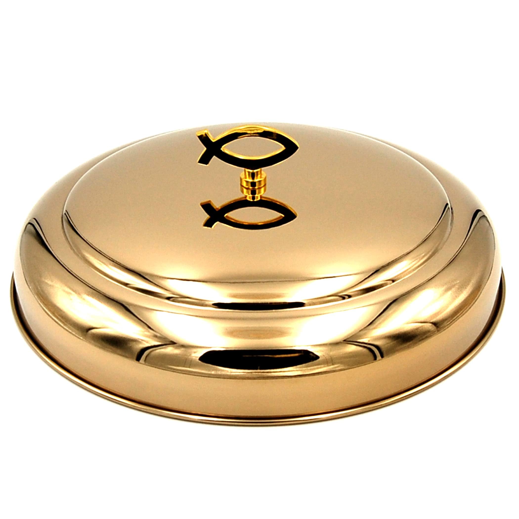 Stainless Steel Communion Tray with Bread Plate - Stackable Brass Tone Serving Tray for 33 Cups | Church Communion Supplies for Worship Services & Religious Ceremonies