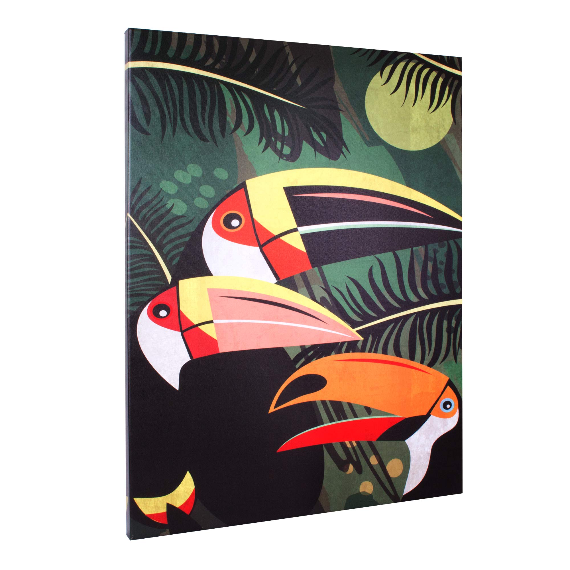 Outdoor Canvas Wall Art - Tiki Birds Toucans Print 40x40 Inches, Waterproof & UV Resistant for Backyard, Patio, Porch, Balcony Decor | Perfect for Tropical Theme Dining Areas & Outdoor Entertaining Spaces