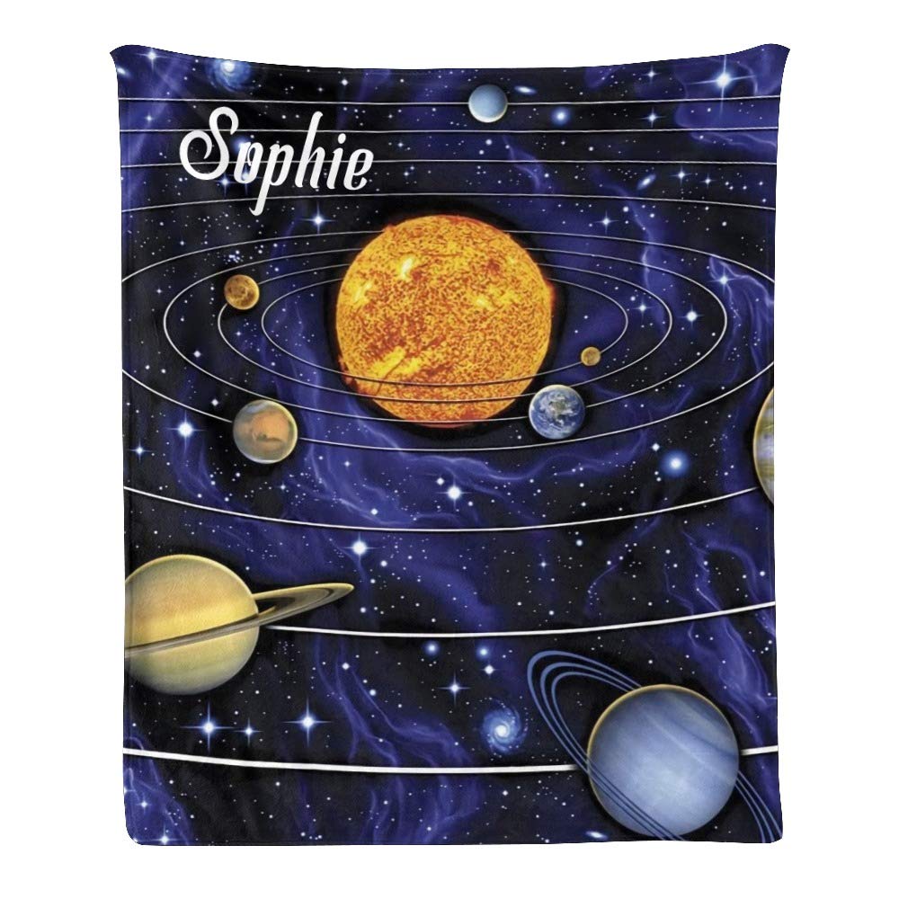Custom Personalized Fleece Throw Blanket with Name & Galaxy Design - 50x60 Inch Soft Cozy Blanket for Gifts, Bedroom, Sofa & Outdoor Use