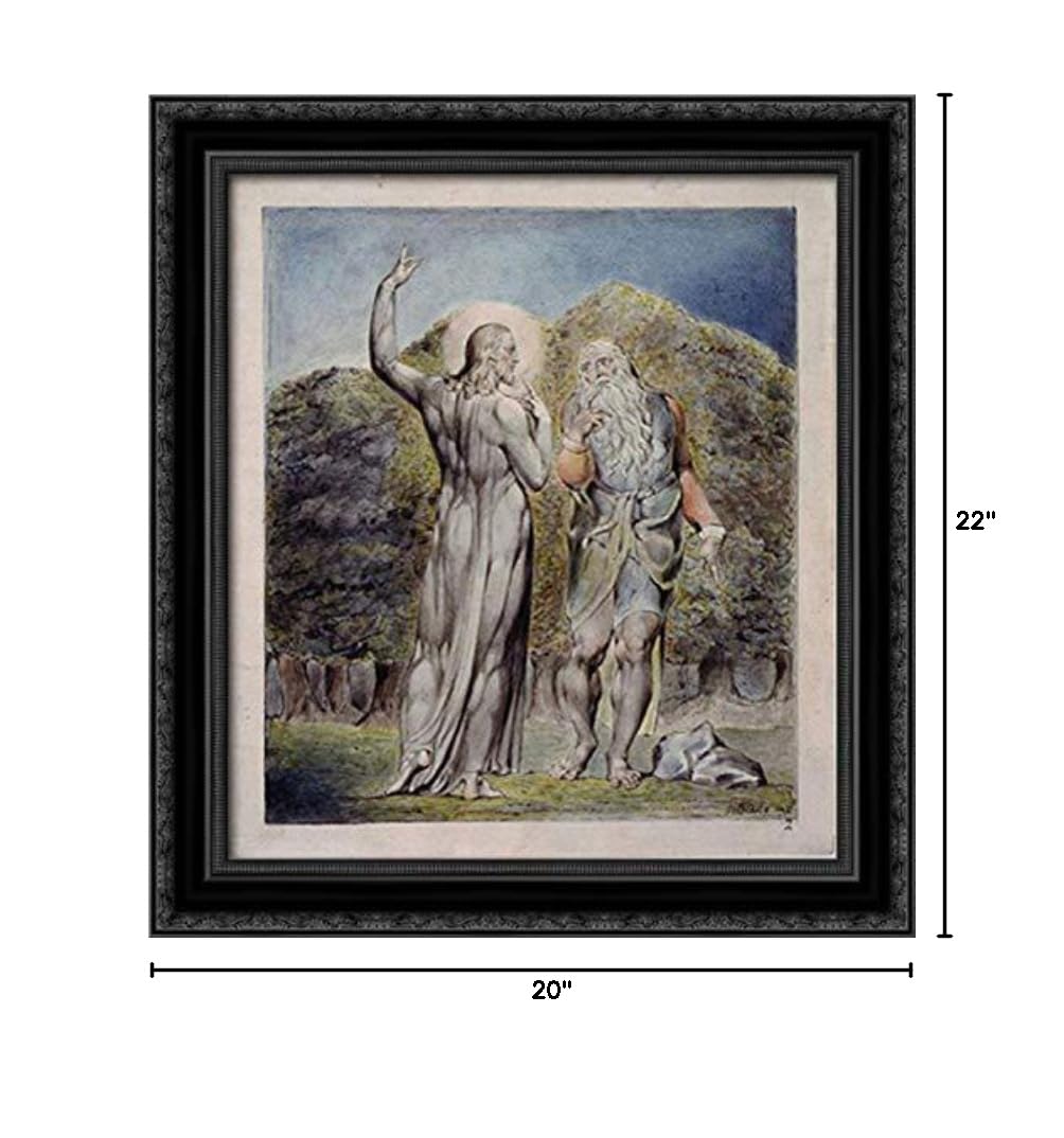 William Blake Framed Canvas Art - Christ Tempted by Satan 20x22 Inches, Black Ornate Wood Frame - Perfect for Home Decor, Church, or Office Wall Art