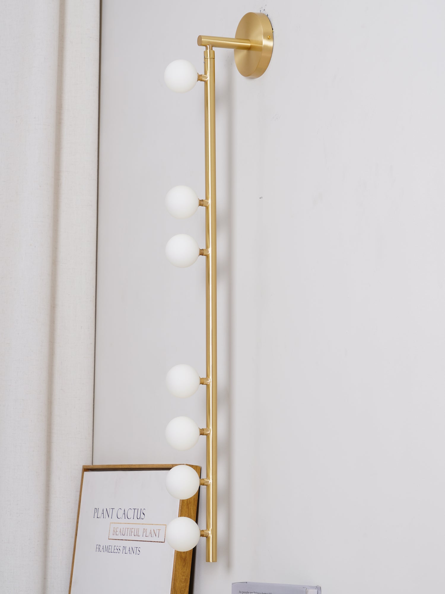 Vintage Brass Wall Sconce with Glass Tube Shade - Plug in Wall Lamp for Bedroom, Living Room, or Hallway Lighting